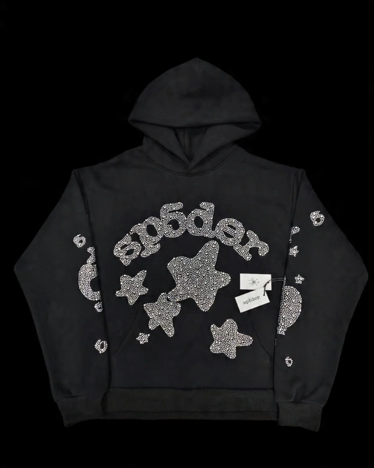 Sp*der Black Beluga Rhinestone Hoodie