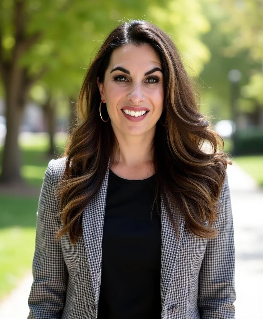 Stephanie Sindt smiling outdoors in a professional portrait.