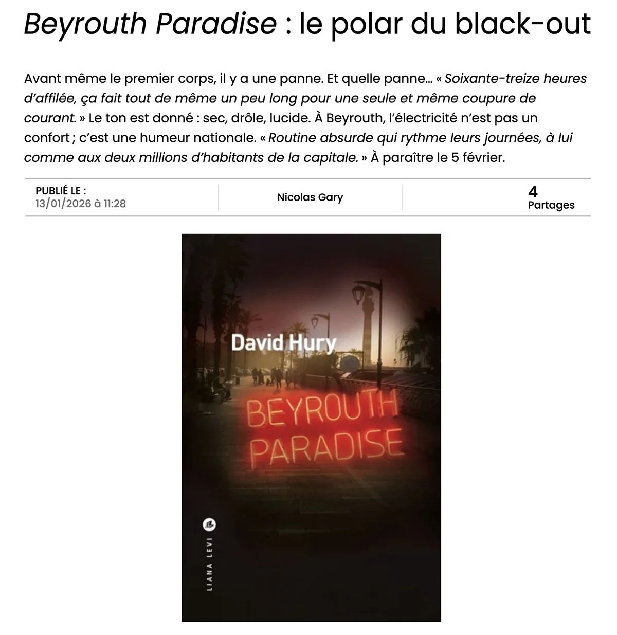 Beyrouth Paradise (ActuaLitté)