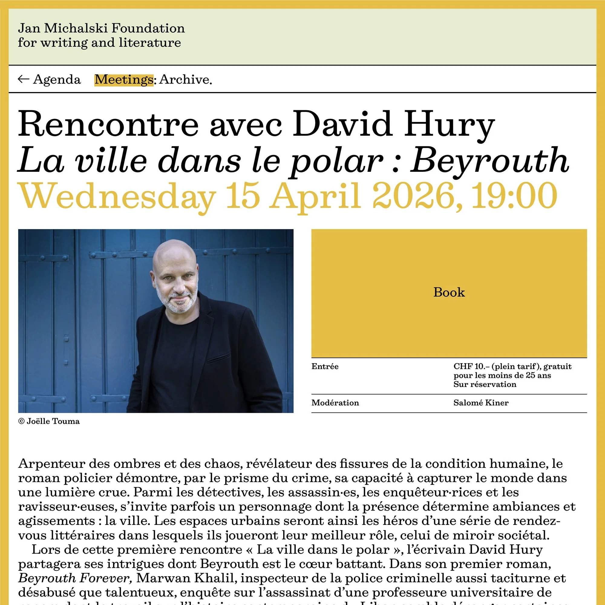 Beyrouth Paradise, rencontre en Suisse (15 avril)