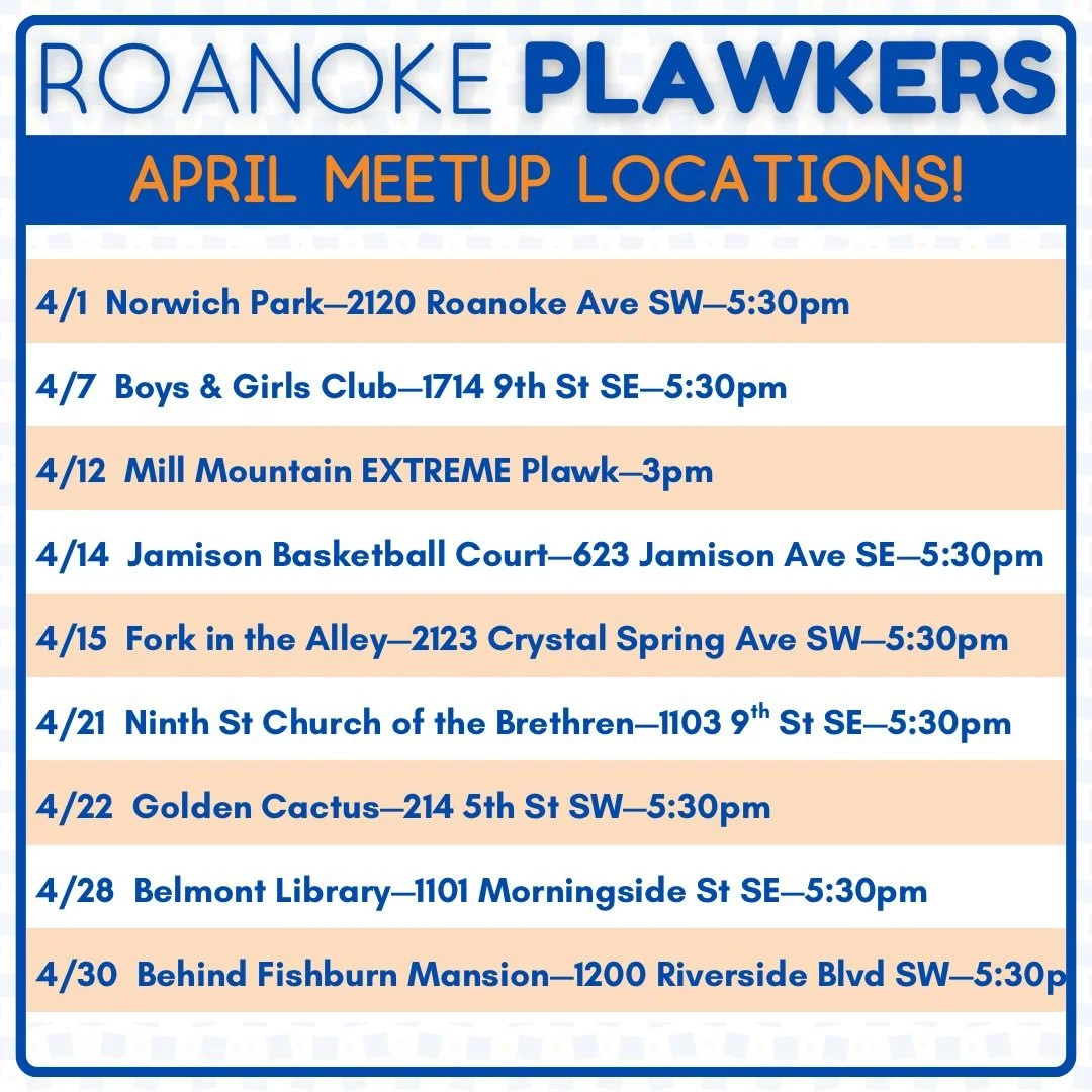 April 2026 Plawking Schedule