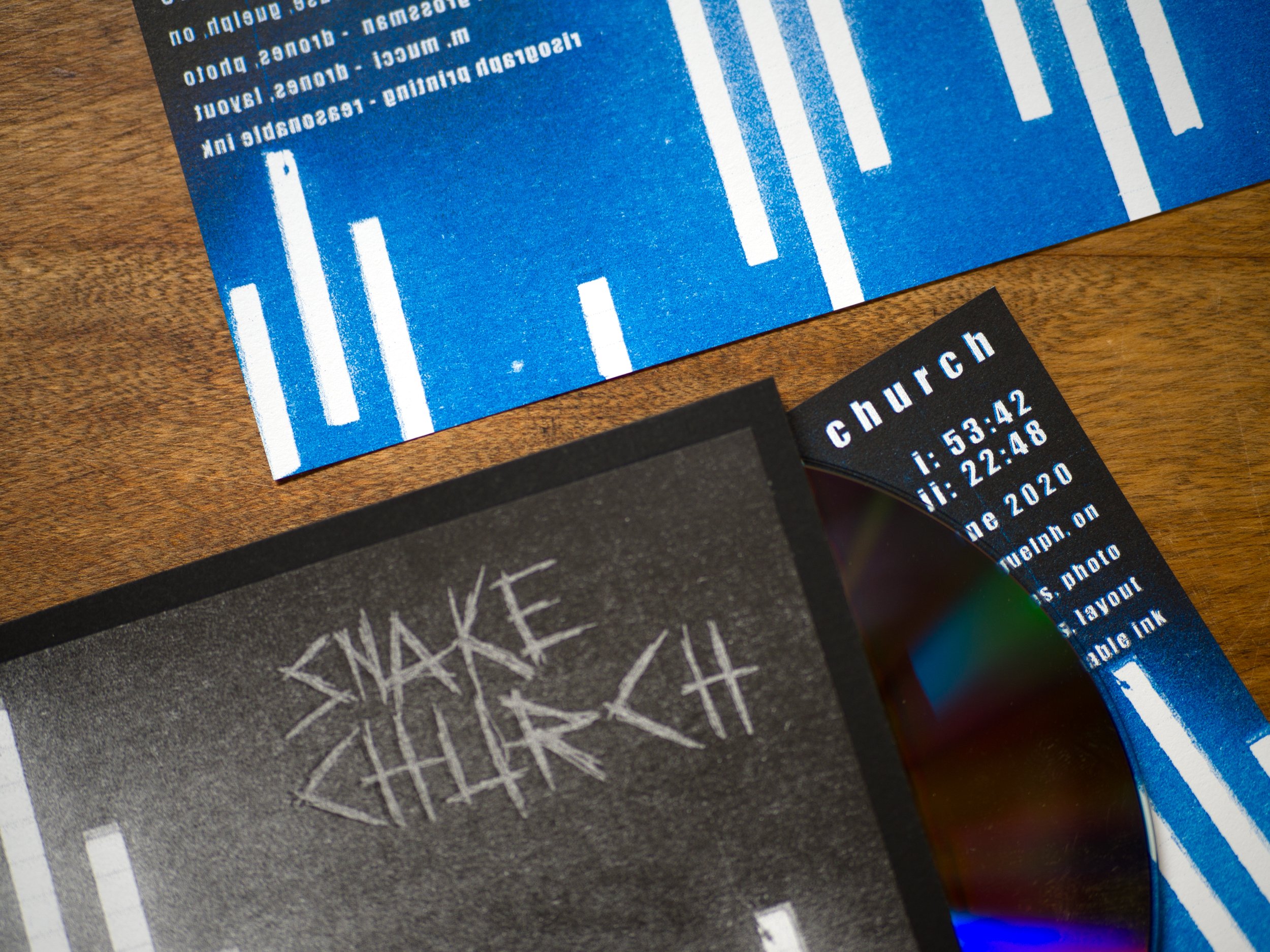 Client: Snake Church . Colours: black, blue. Paper: Mohawk Via Vellum.