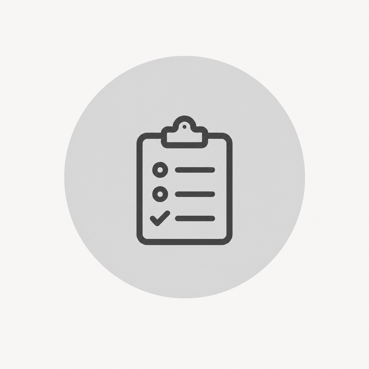 Icon of a checklist on a clipboard with checkmarks and lines indicating completed tasks.