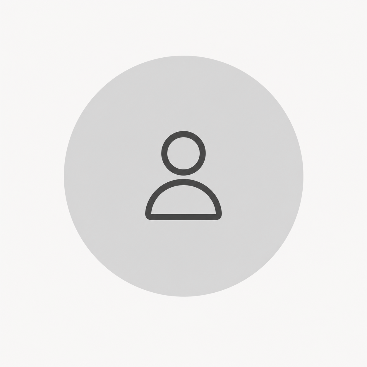 Gray user profile icon with a circular head and semi-circular shoulders on a light background.