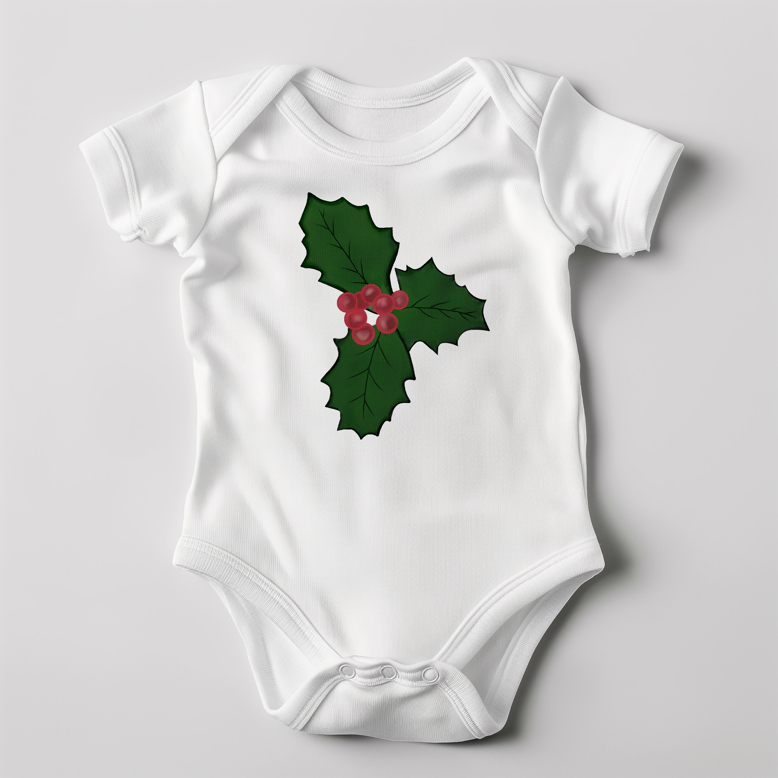 December Baby Bodysuit with Holly Birth Flower Design - 100% Cotton, Long and Short Sleeve Options - Perfect Baby Shower or Birthday Gift