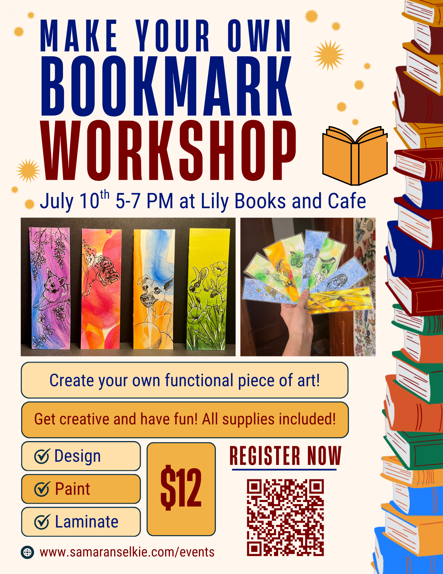 Paint Your Own Bookmark Workshop at Lily Books & Cafe