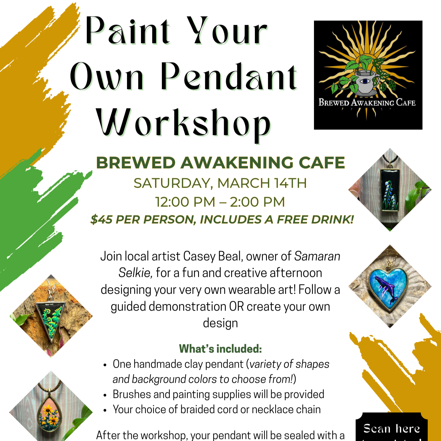Paint Your Own Pendant Workshop at Brewed Awakening Cafe