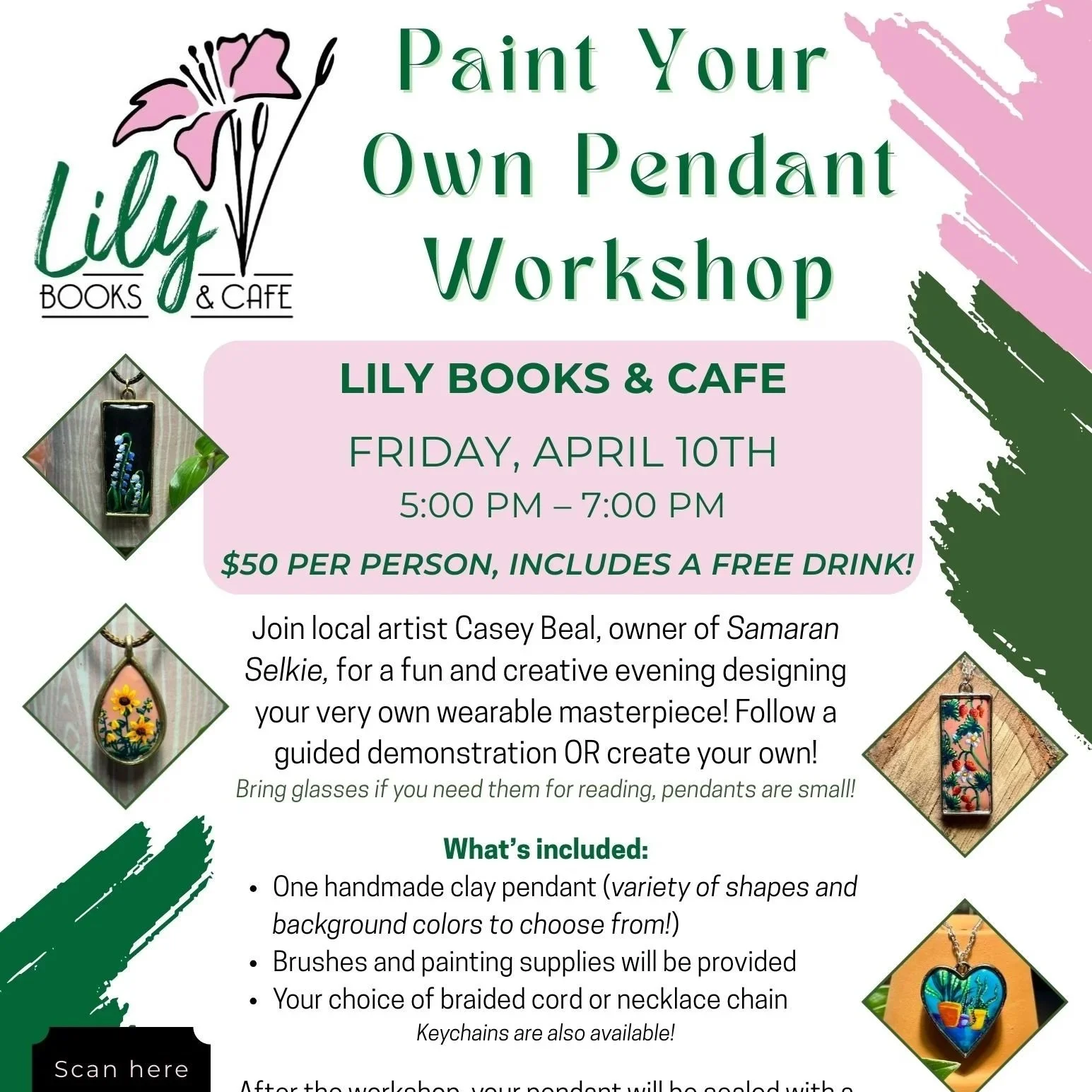 Paint Your Own Pendant Workshop at Lily Books & Cafe