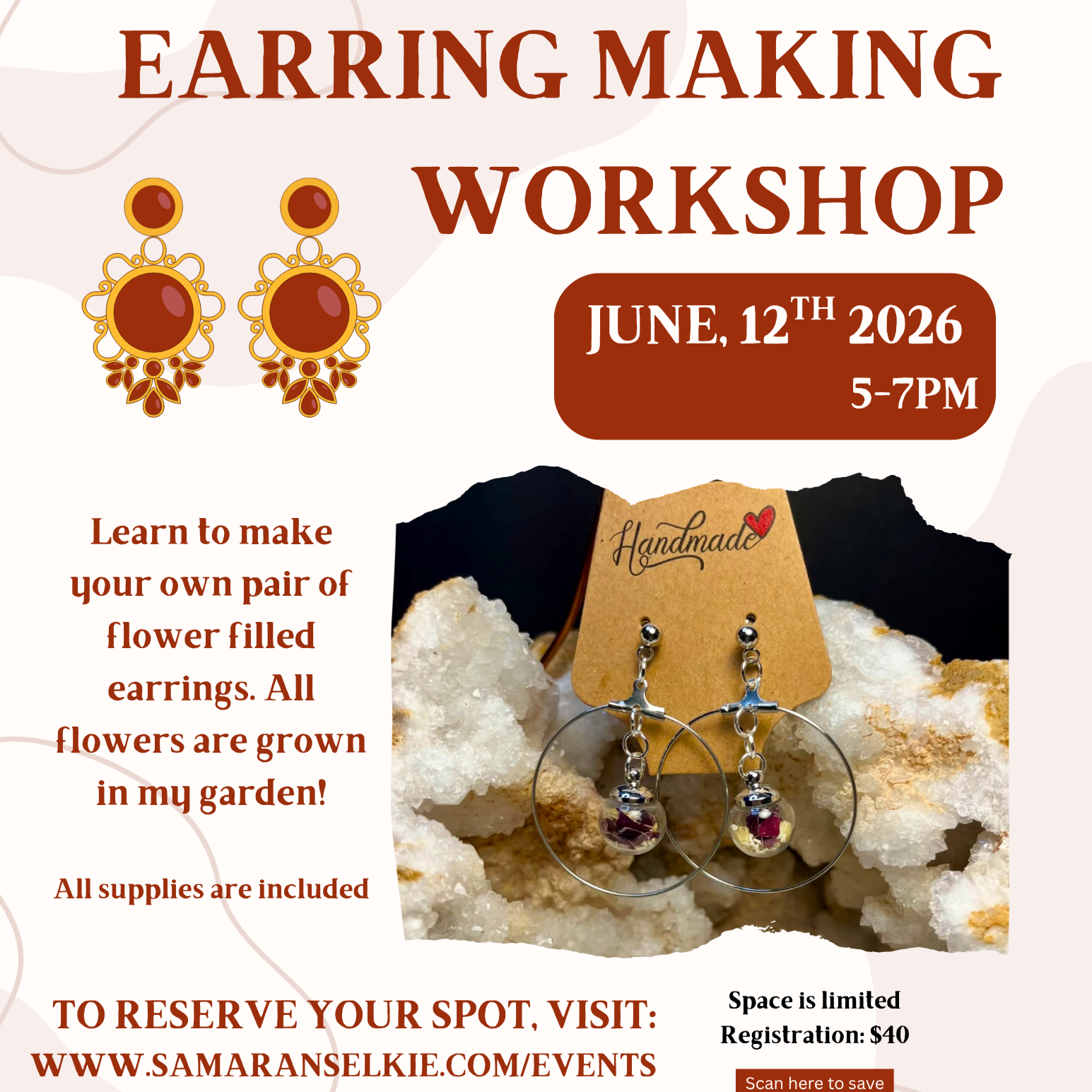 Floral Earring Making Workshop at Lily Books & Cafe