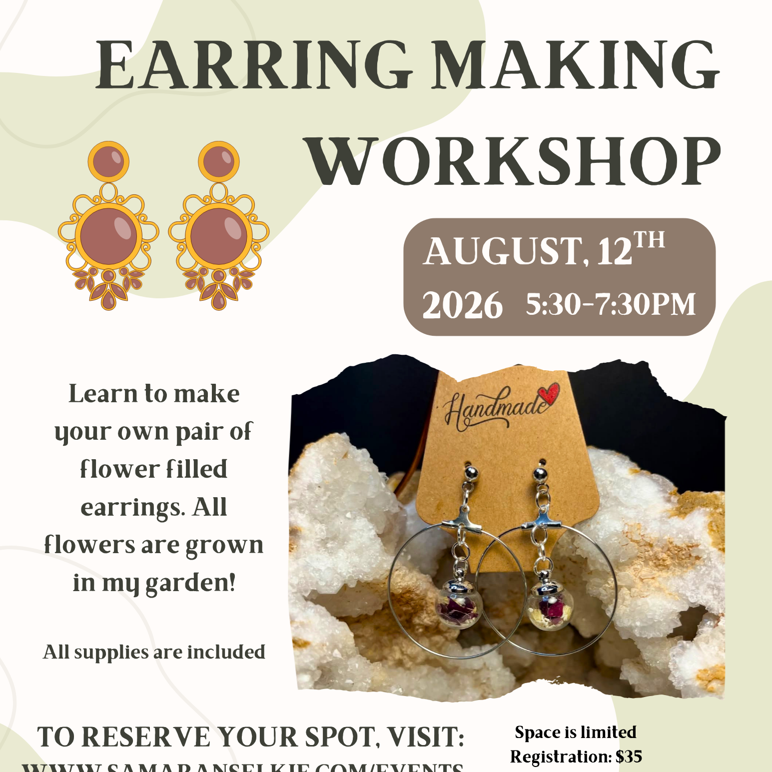 Floral Earring Making Workshop at Laurel &amp; Leaf Bookshop