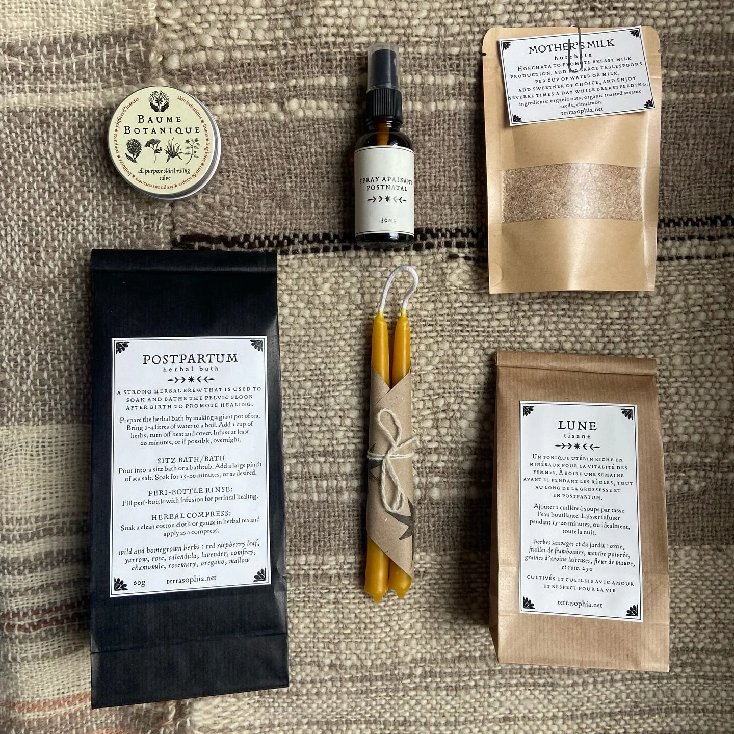 the Postpartum Nourishment Box 🤲🏼🤍 An extension of the care I offer as a doula, sharing the Loveee with new mamas thru homegrown and wild foraged plants, local hydrosols, oils and beeswax. 

~ HERBAL SKIN HEALING SALVE; calendula yarrow plantain a
