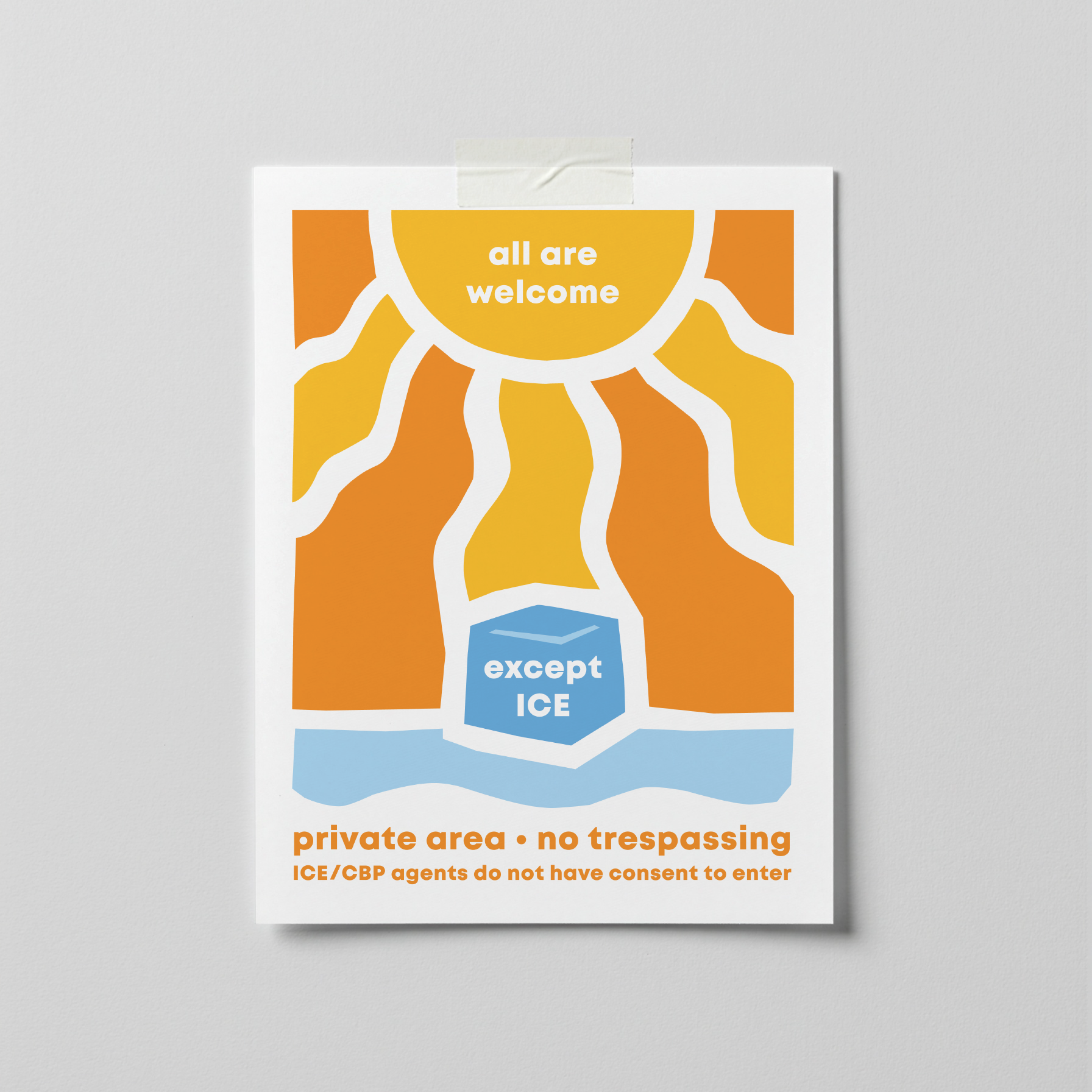 all are welcome except ICE sign