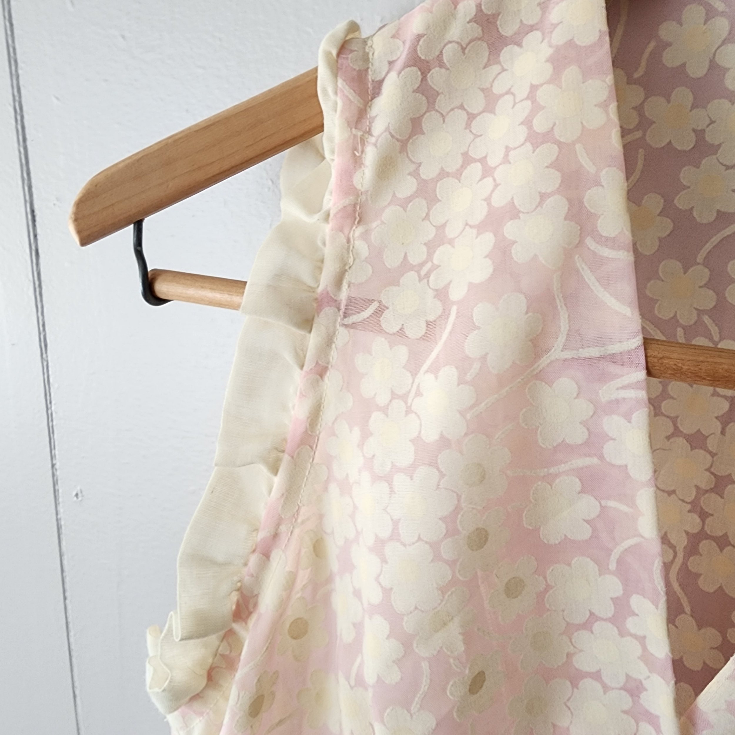 Vintage Christian Dior Floral Hostess Gown Nightgown Late 1960s-70s Pink S - Hello Gorgeous Threads