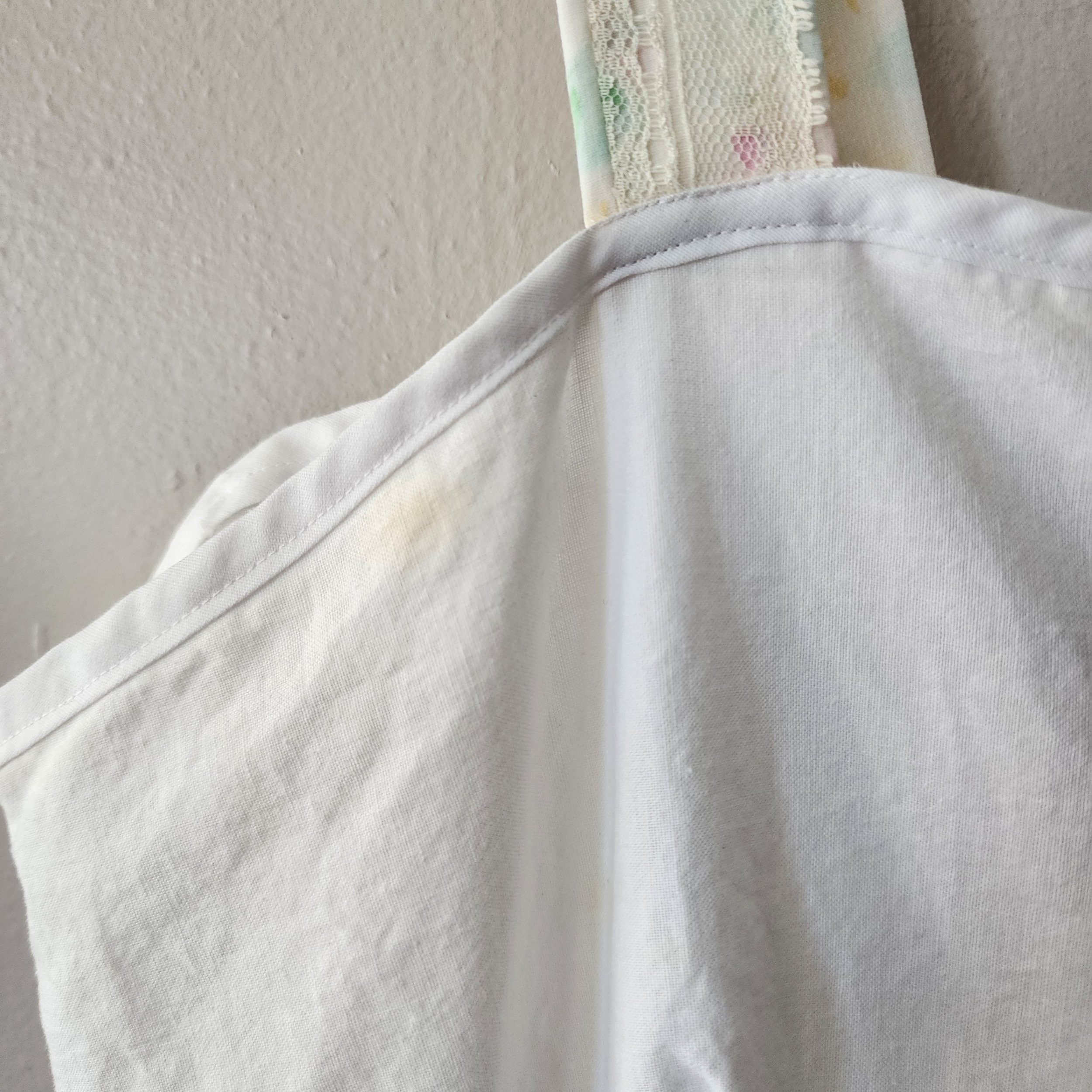 Handmade Vintage Textile Dress Easter Spring 1970s Pillowcase & 1980s Crochet XL - Hello Gorgeous Threads