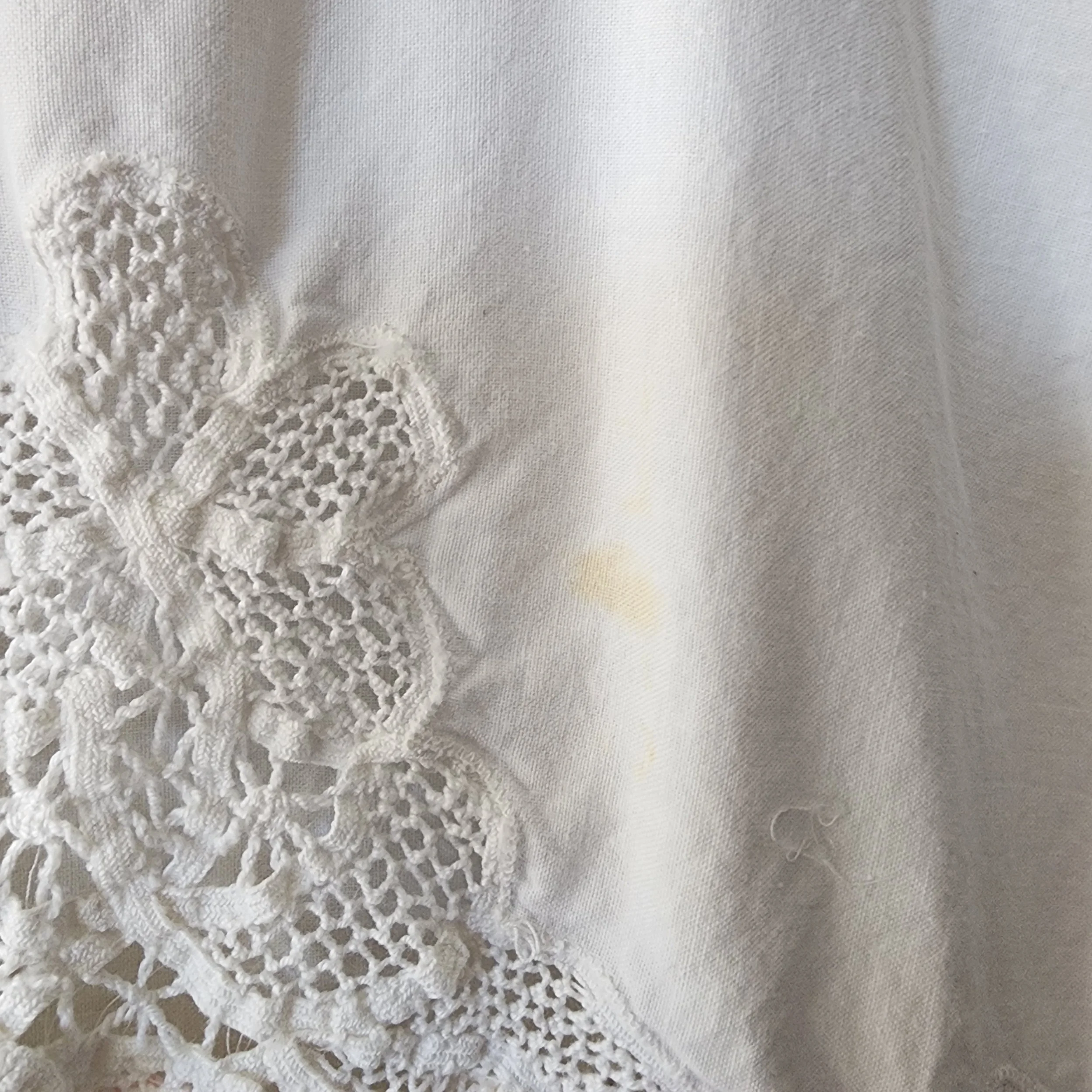 Handmade Vintage Textile Dress Easter Spring 1970s Pillowcase & 1980s Crochet XL - Hello Gorgeous Threads