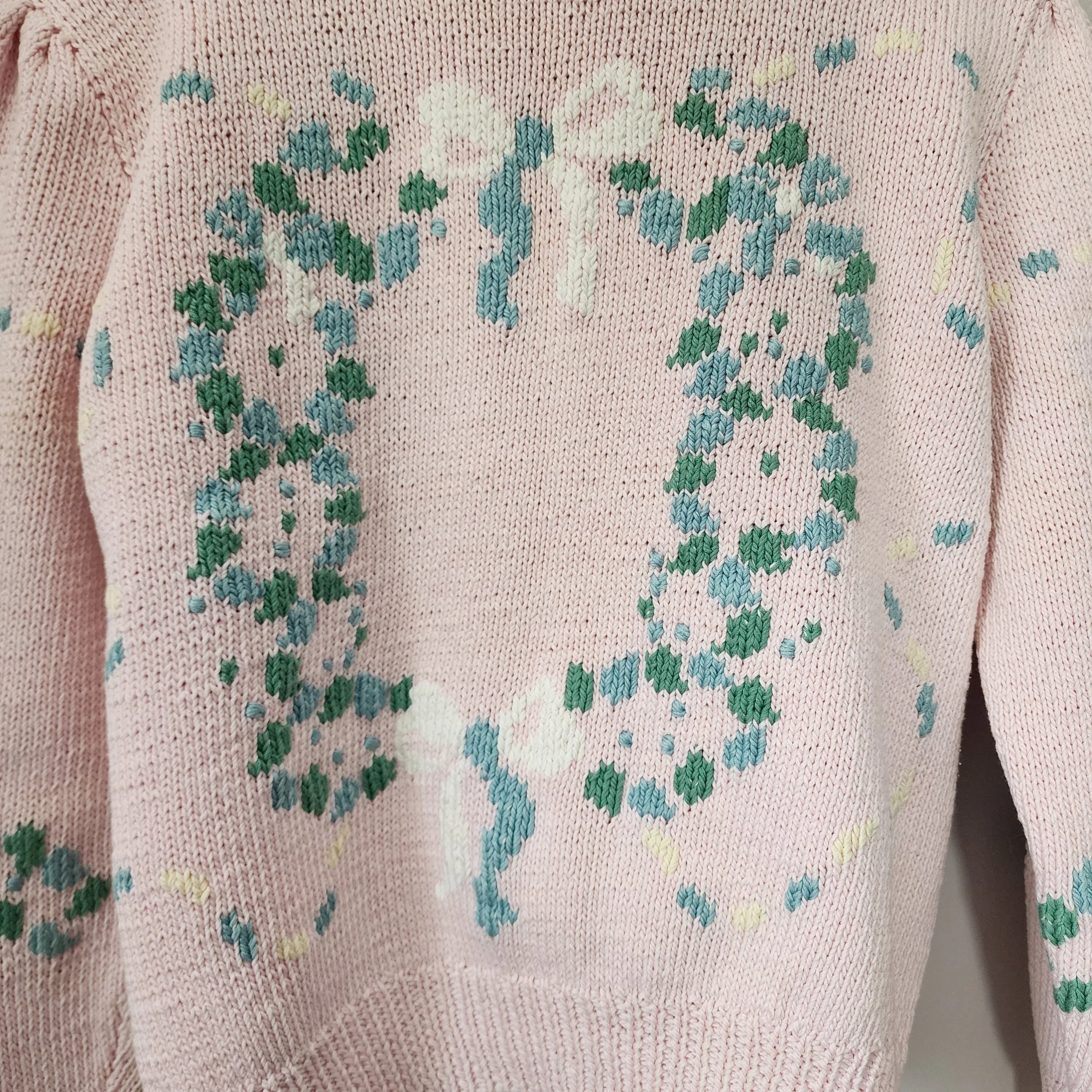 Berek “Marty D” Floral Wreath Knit, c. 1980s - Hello Gorgeous Threads