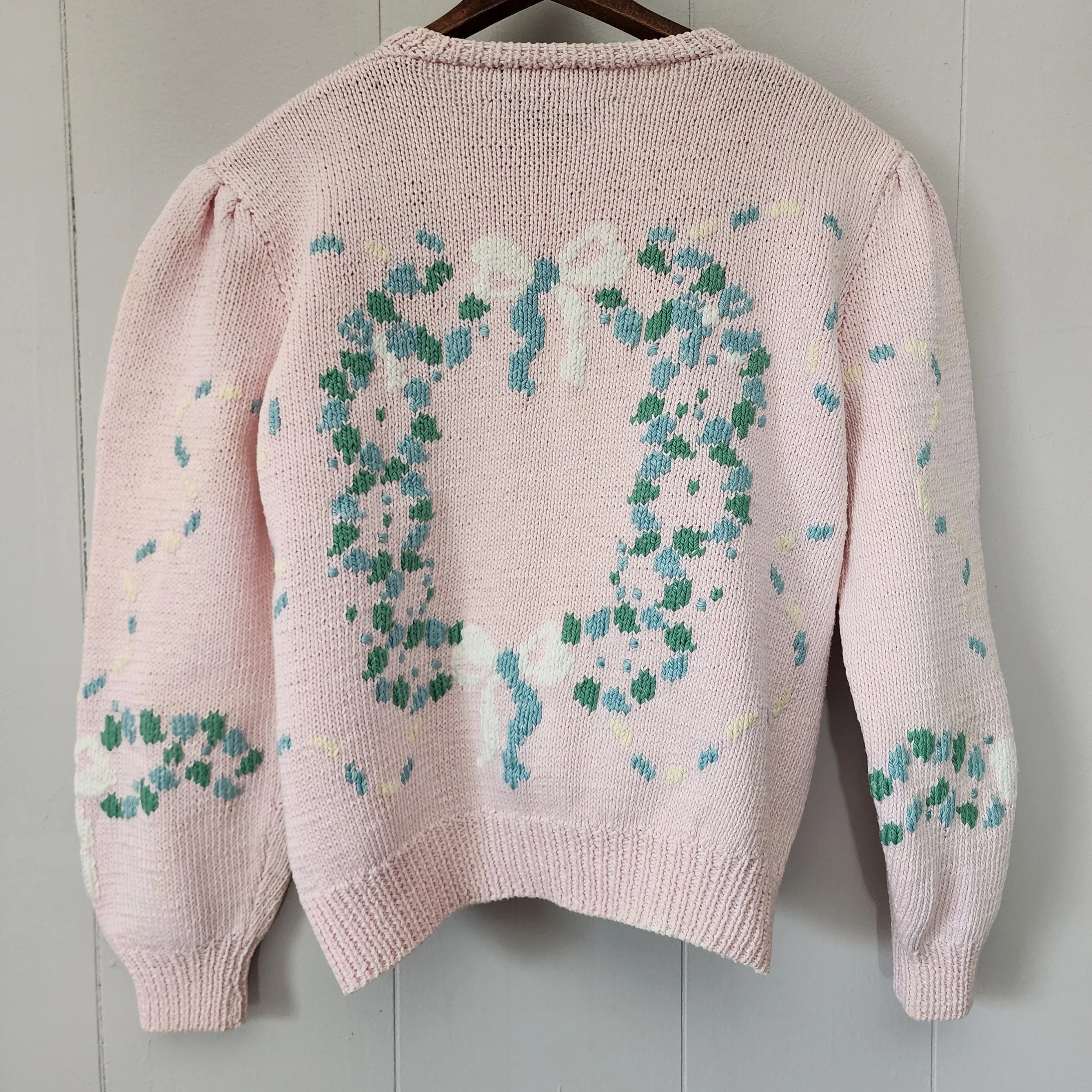 Berek “Marty D” Floral Wreath Knit, c. 1980s - Hello Gorgeous Threads
