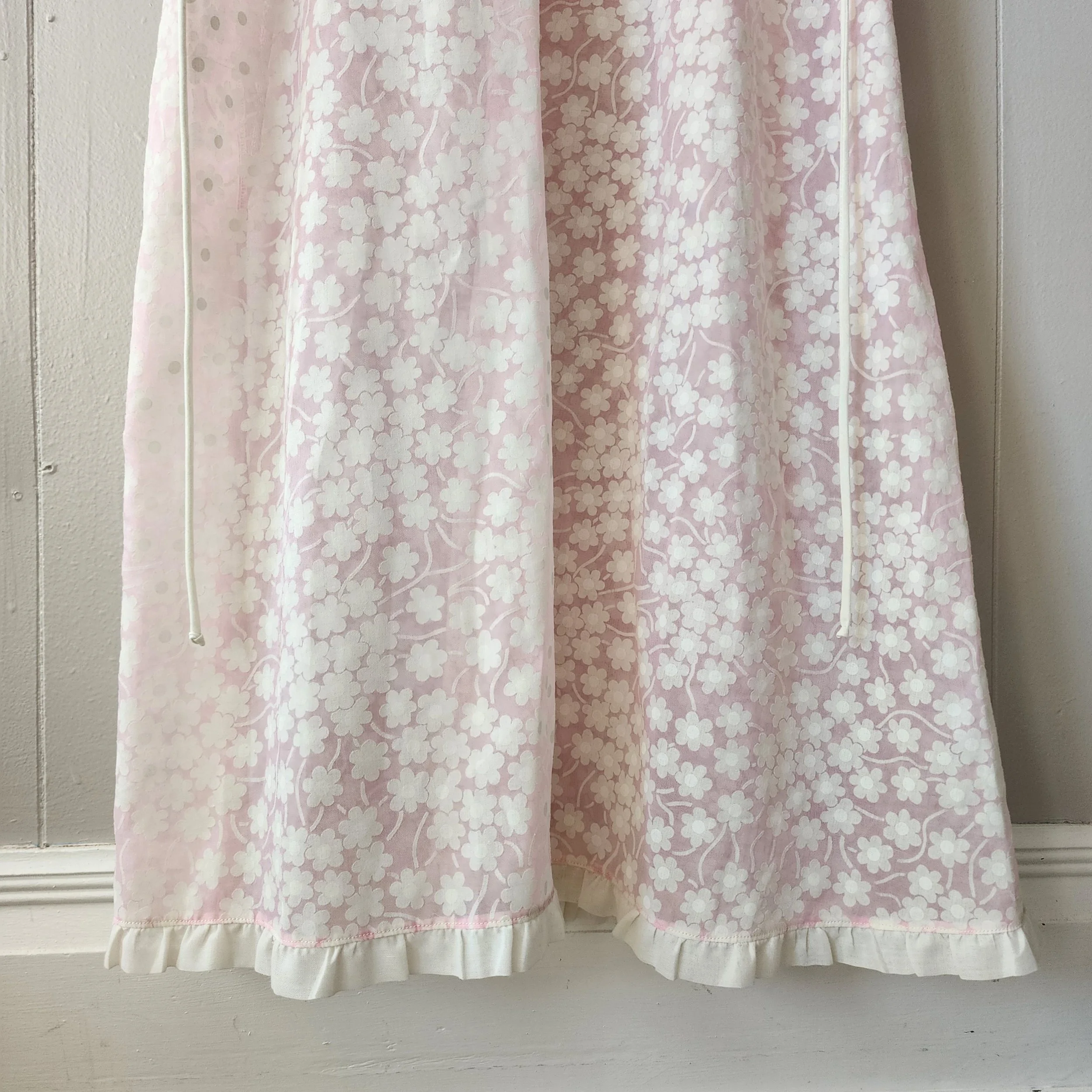 Vintage Christian Dior Floral Hostess Gown Nightgown Late 1960s-70s Pink S - Hello Gorgeous Threads