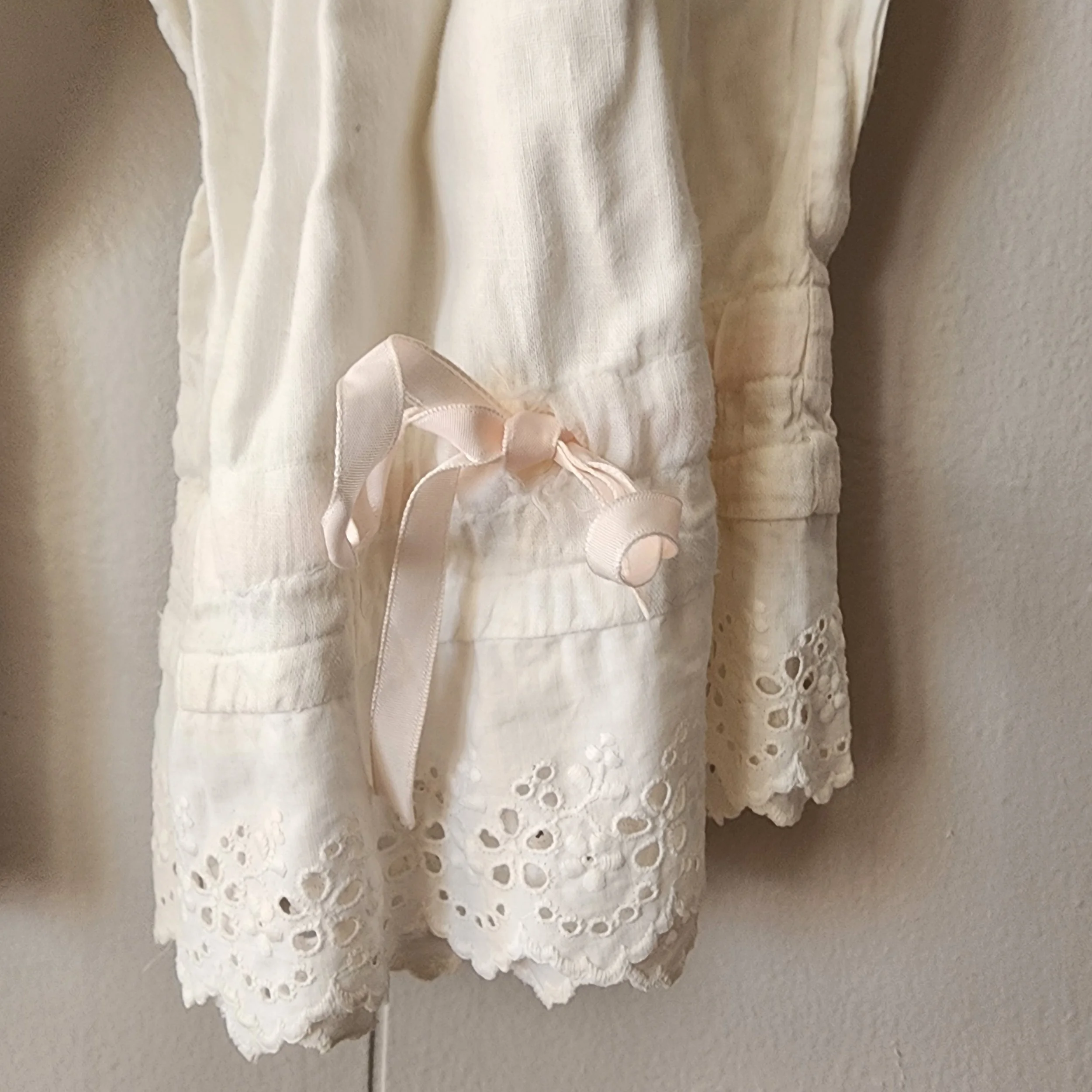Antique Victorian/Edwardian Women’s Cotton Undergarment Set – Chemise, Petticoat & Pantaloons Eyelet Lace Trim - Hello Gorgeous Threads