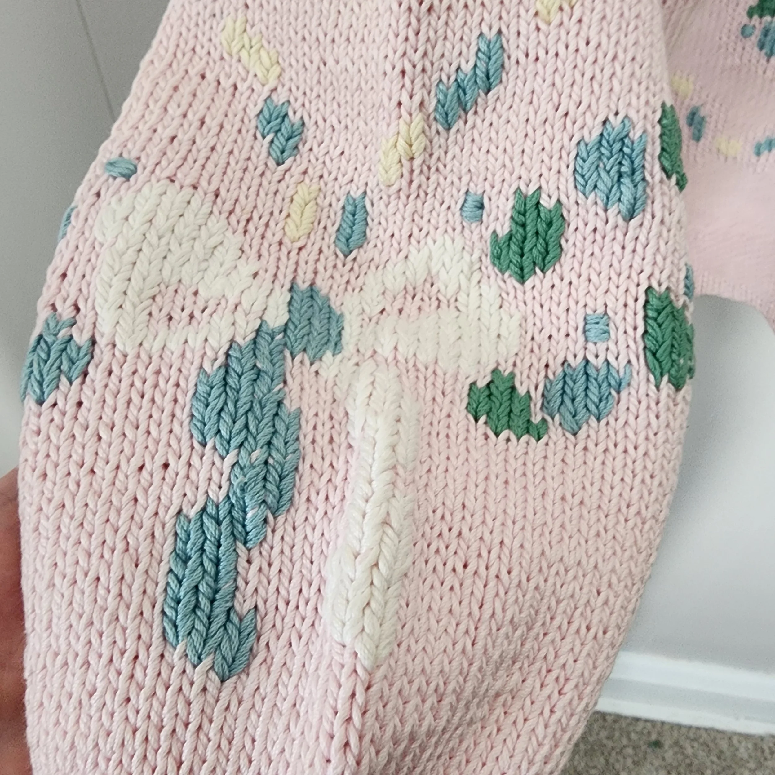 Berek “Marty D” Floral Wreath Knit, c. 1980s - Hello Gorgeous Threads