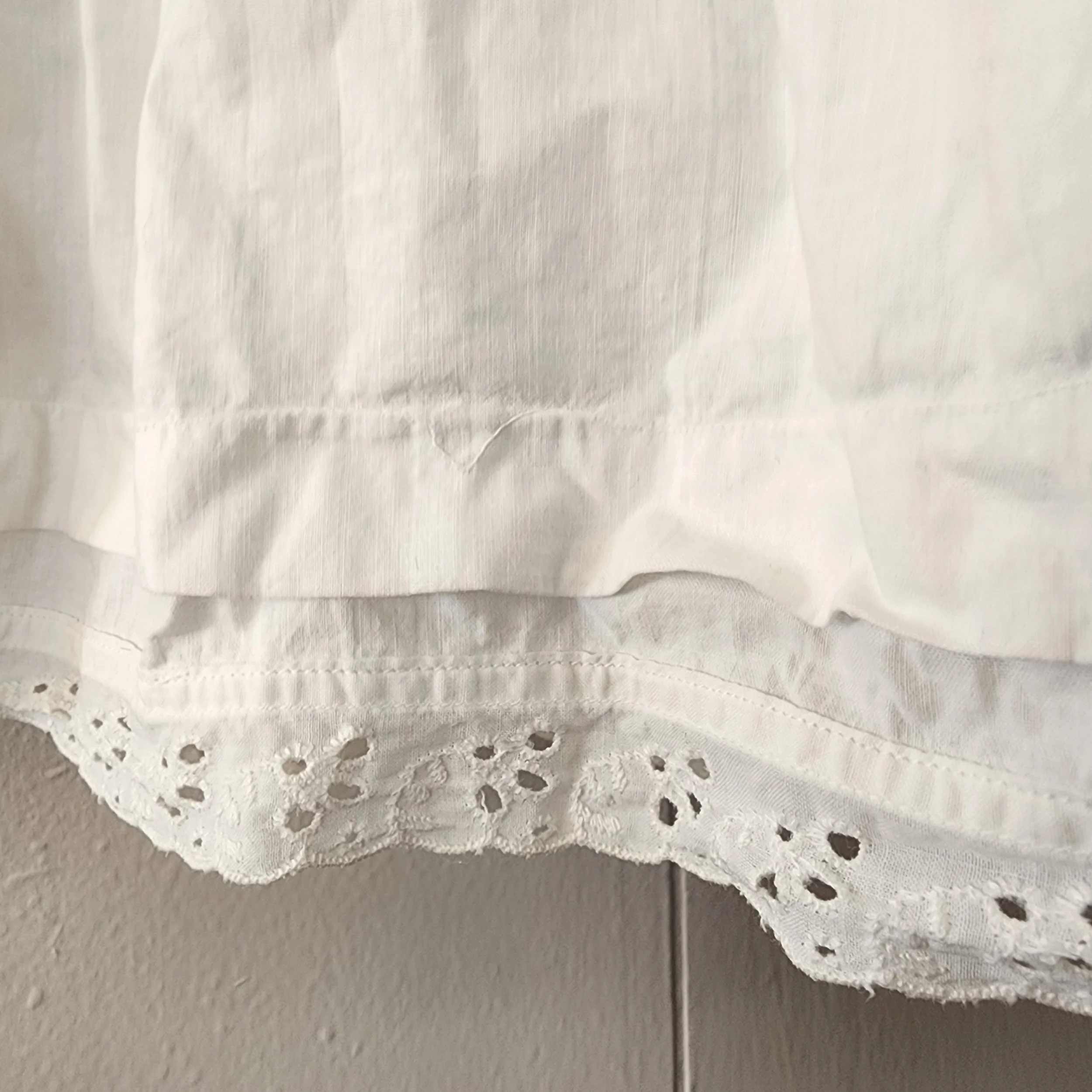 Antique Victorian/Edwardian Women’s Cotton Undergarment Set – Chemise, Petticoat & Pantaloons Eyelet Lace Trim - Hello Gorgeous Threads