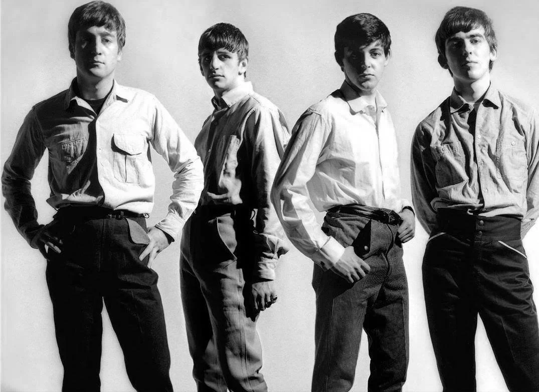   The Beatles pose for a Lybro Jeans ad April 1963  