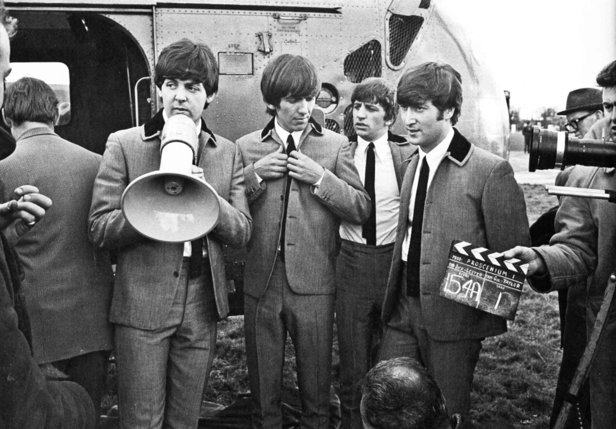   The Beatles filming A Hard Day's Night April 1964  