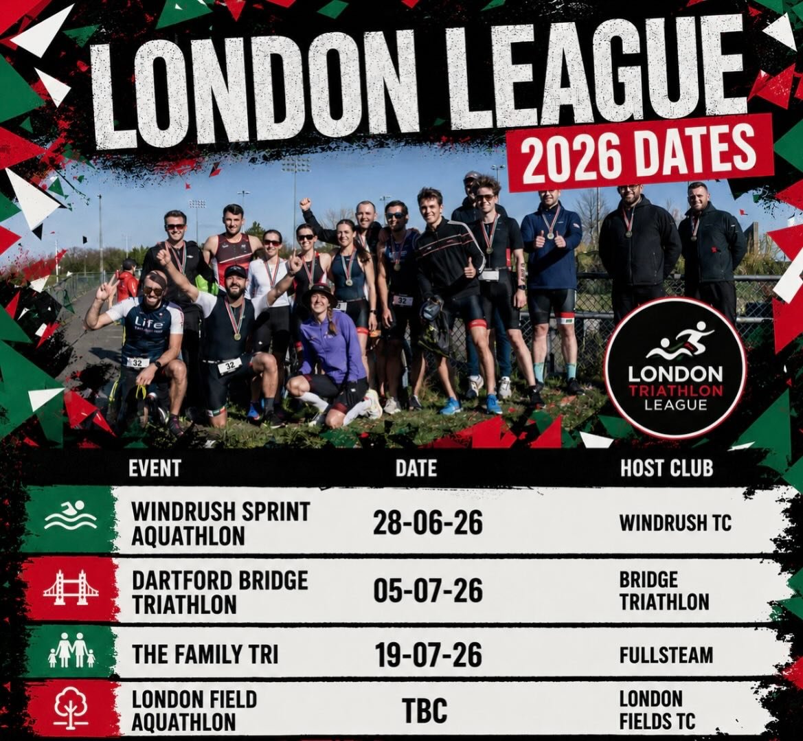 📣📣📣 London Fields Triathlon Club &mdash; it&rsquo;s time to show up in force for the London League 💥

This is the best triathlon club league in the world, and every single member can play a part 🙌

Here are the upcoming races for the club calend