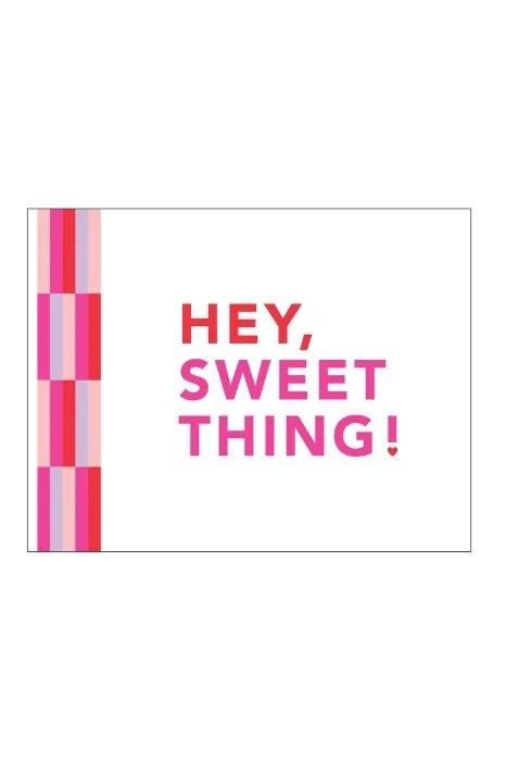 Complementary handwritten notecard for Valentine's Day Cupcake Kit orders that say "Hey, sweet thing!"