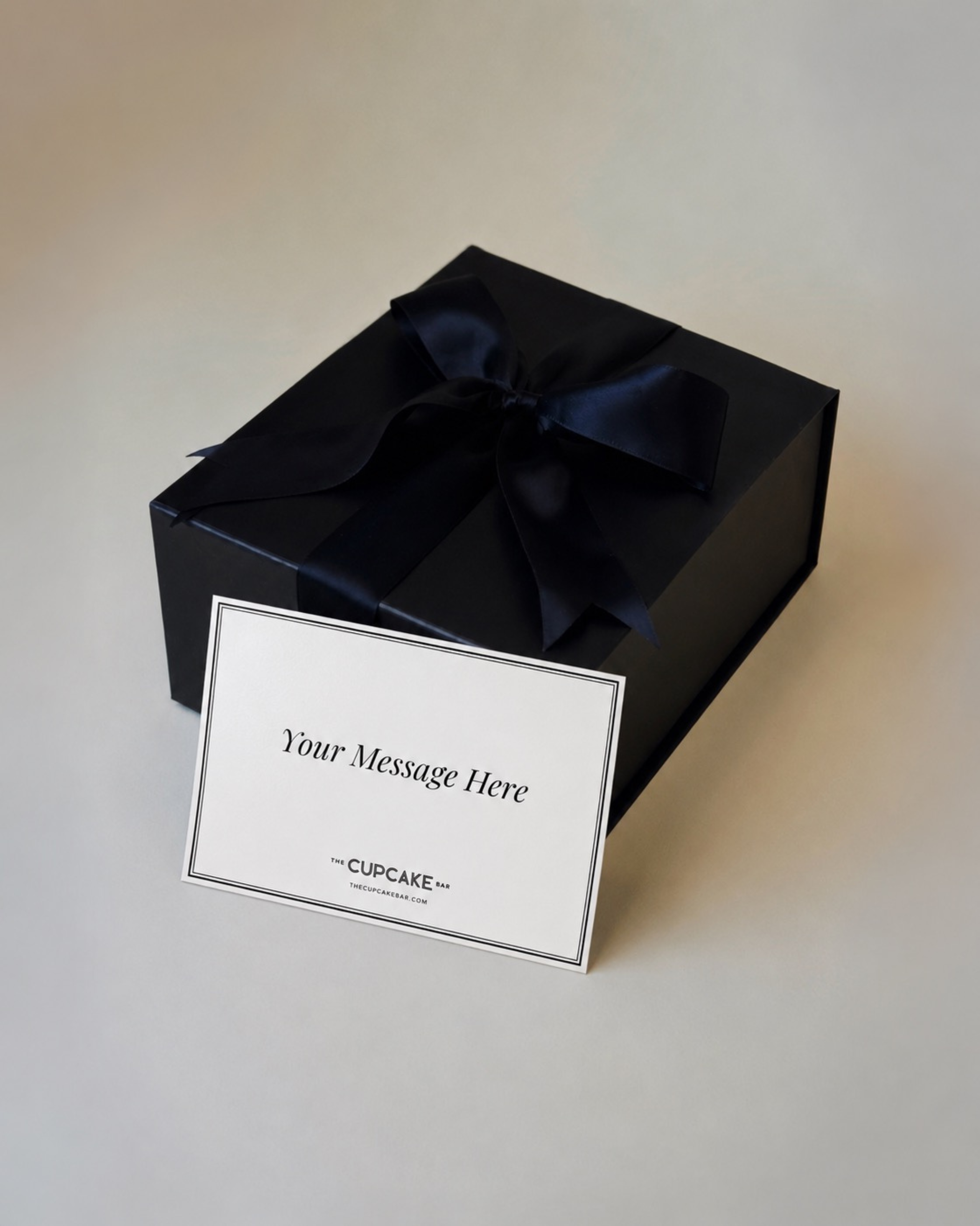 Luxe black magnetic gift box with black satin ribbon and handwritten notecard (Copy)