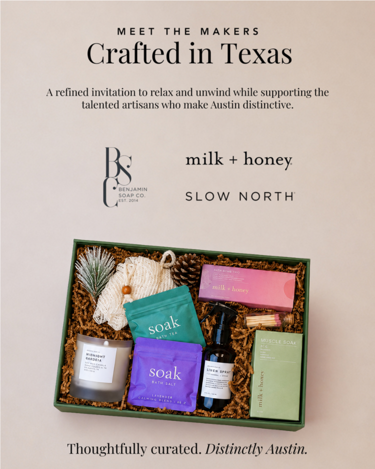 Small and local brands featured in Ember & Evergreen, including Benjamin Soap Co., Milk & Honey, and Slow North