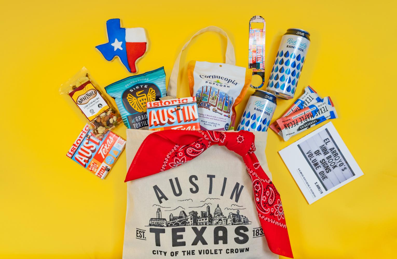 Our Austin Amenity Gift Basket features local and homegrown treats and Austin keepsakes to provide a warm ATX welcome! Branding Options available