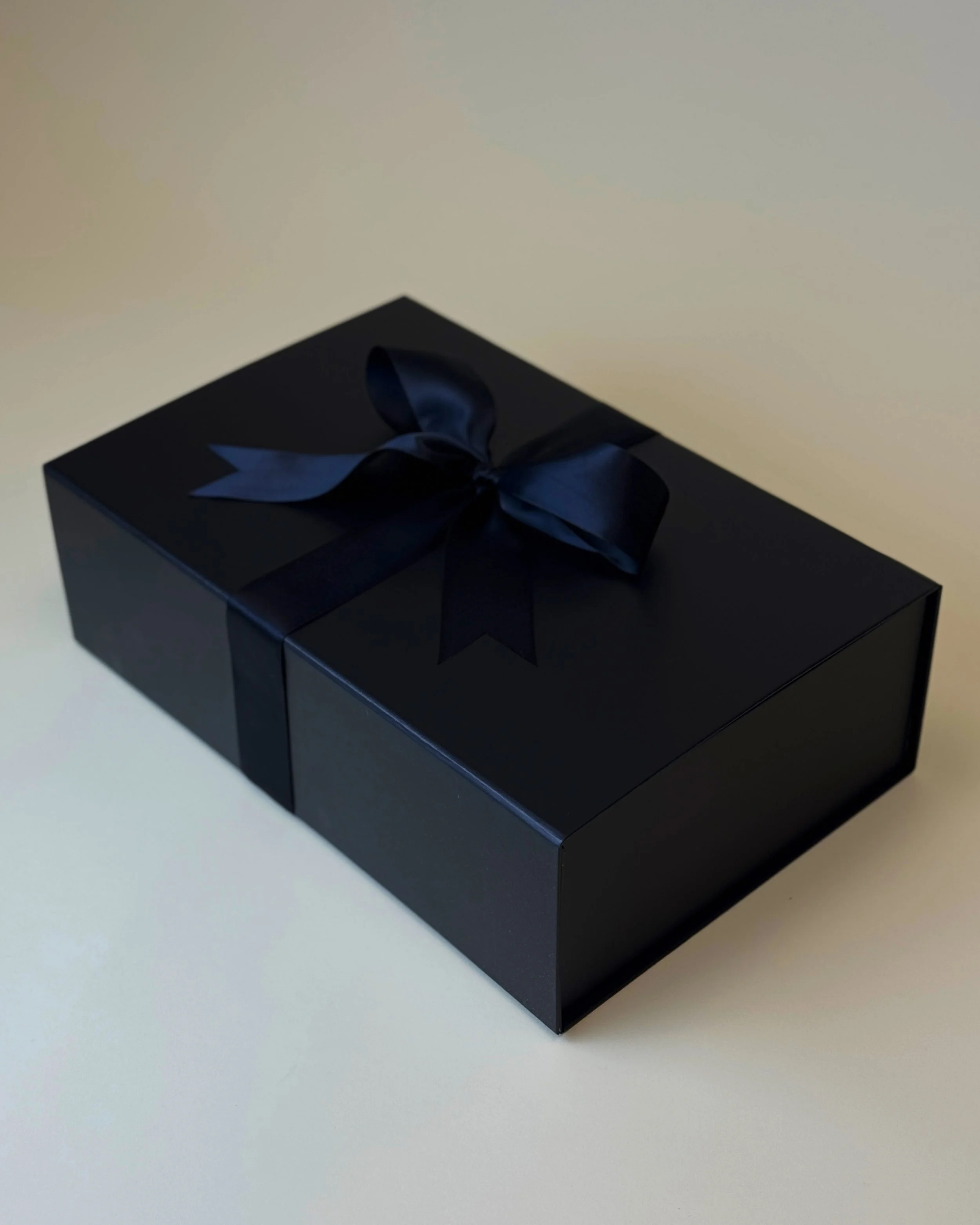 Black Magnetic Closure Gift Box with Black Satin Ribbon