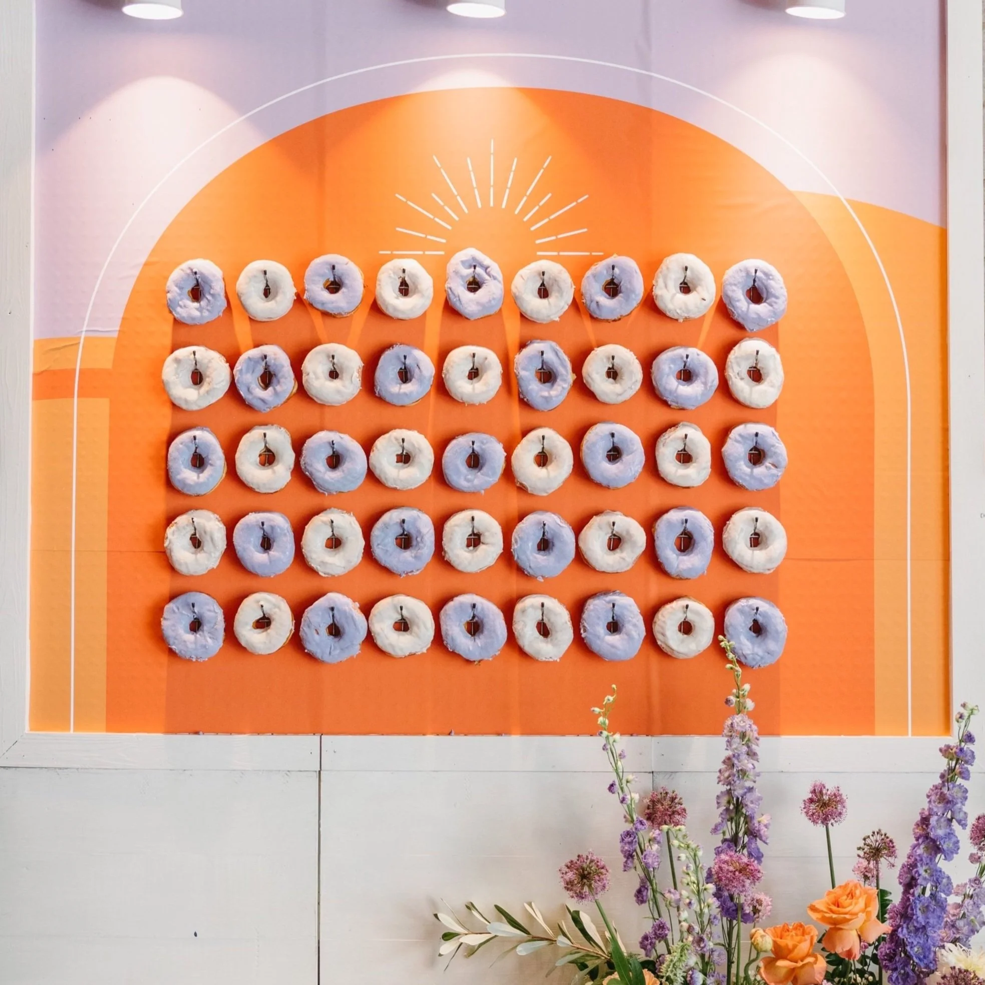 Custom branded doughnut wall at a baby shower in Austin, TX