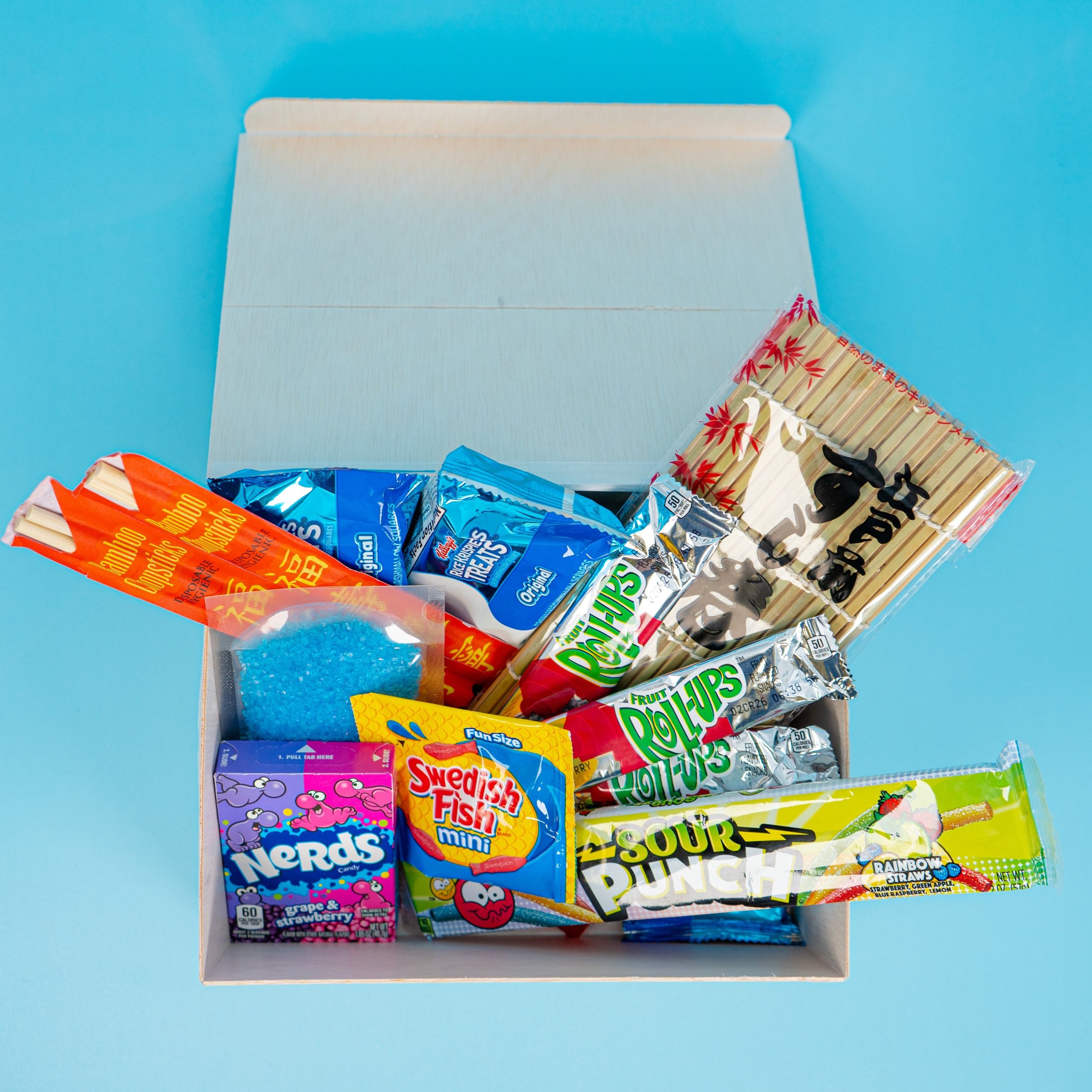 Candy sushi kit including all the materials needed for a fun and budget-friendly team builder! Available for pick-up and delivery in Austin, Tx.