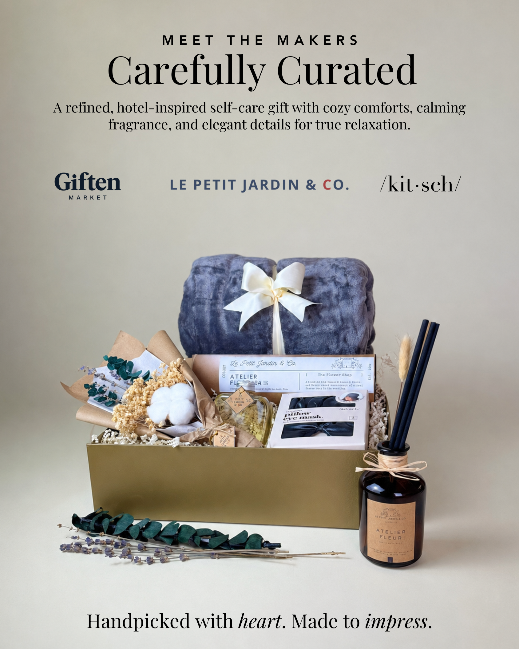 Premium small and local makers featured in The Grand Maison, including Le Petit Jardin Co., Giften Market, and kitsch