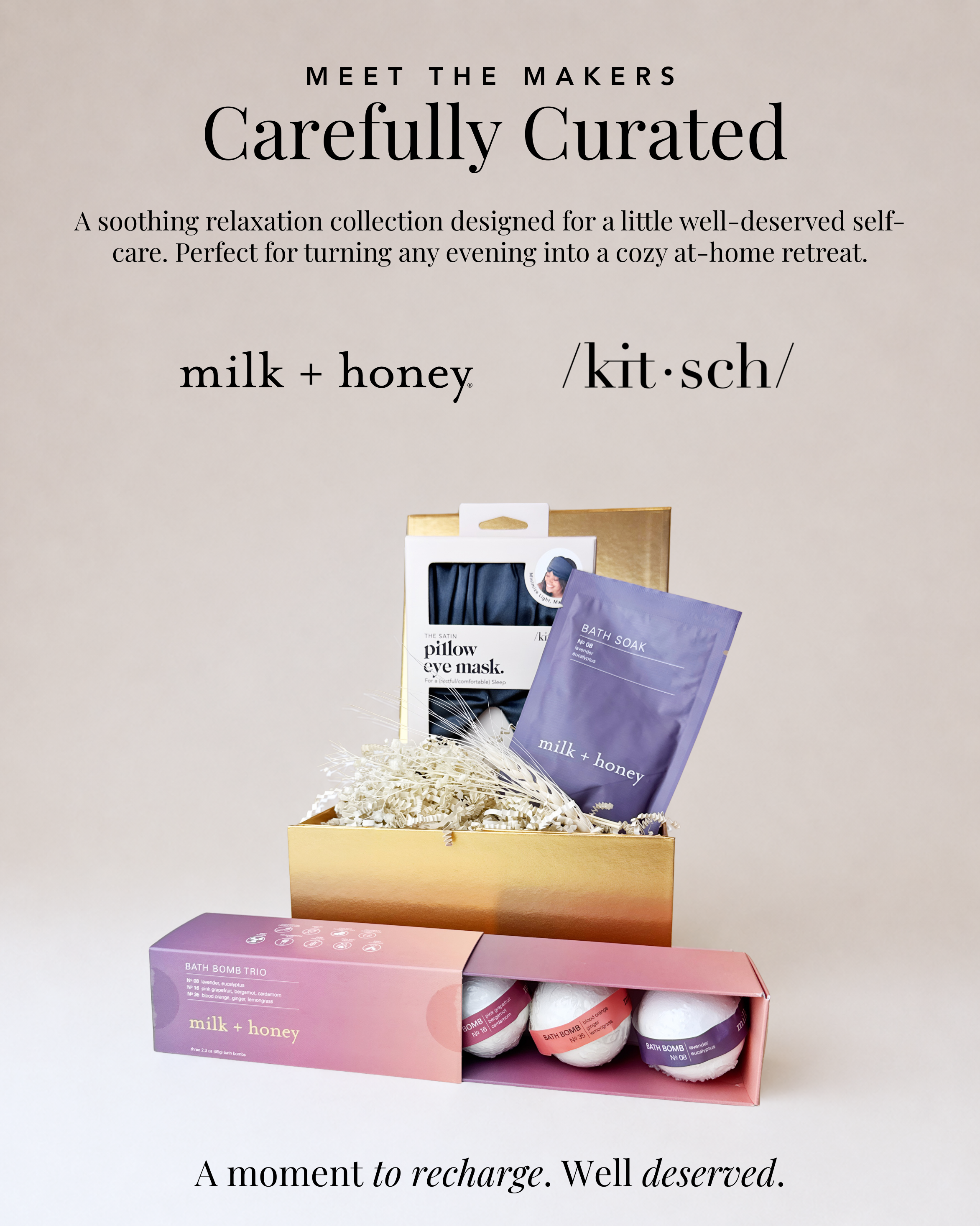 A spotlight on the brands featured in Spa Bliss, including milk + honey and kitsch.