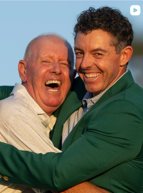 Rory McIlroy and his father Gerry, Augusta National, 2025. Ten years in the making. Photo via @rorymcilroy on Instagram.