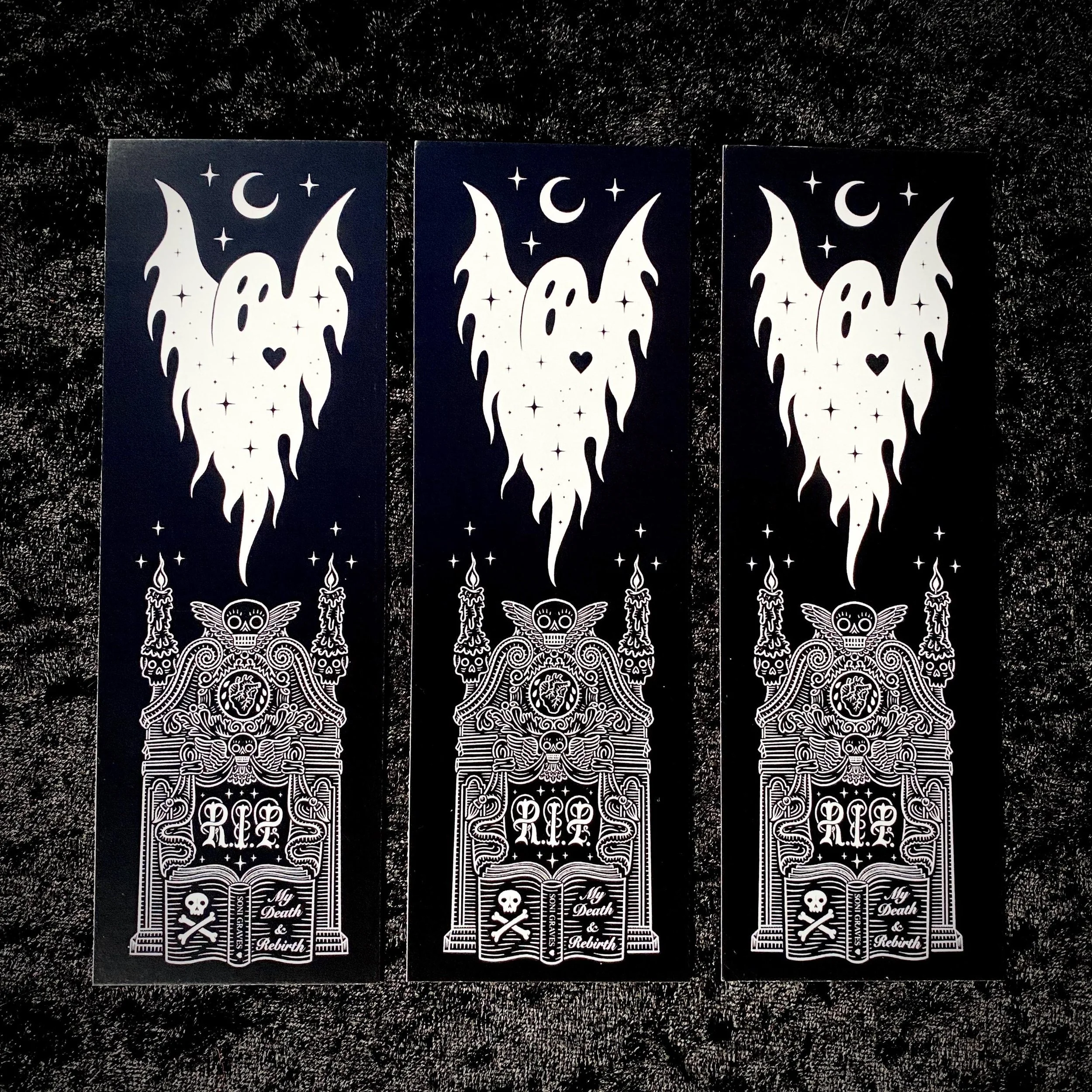 Ghostly Gravestone Bookmark: Spooky Dark Academia Art