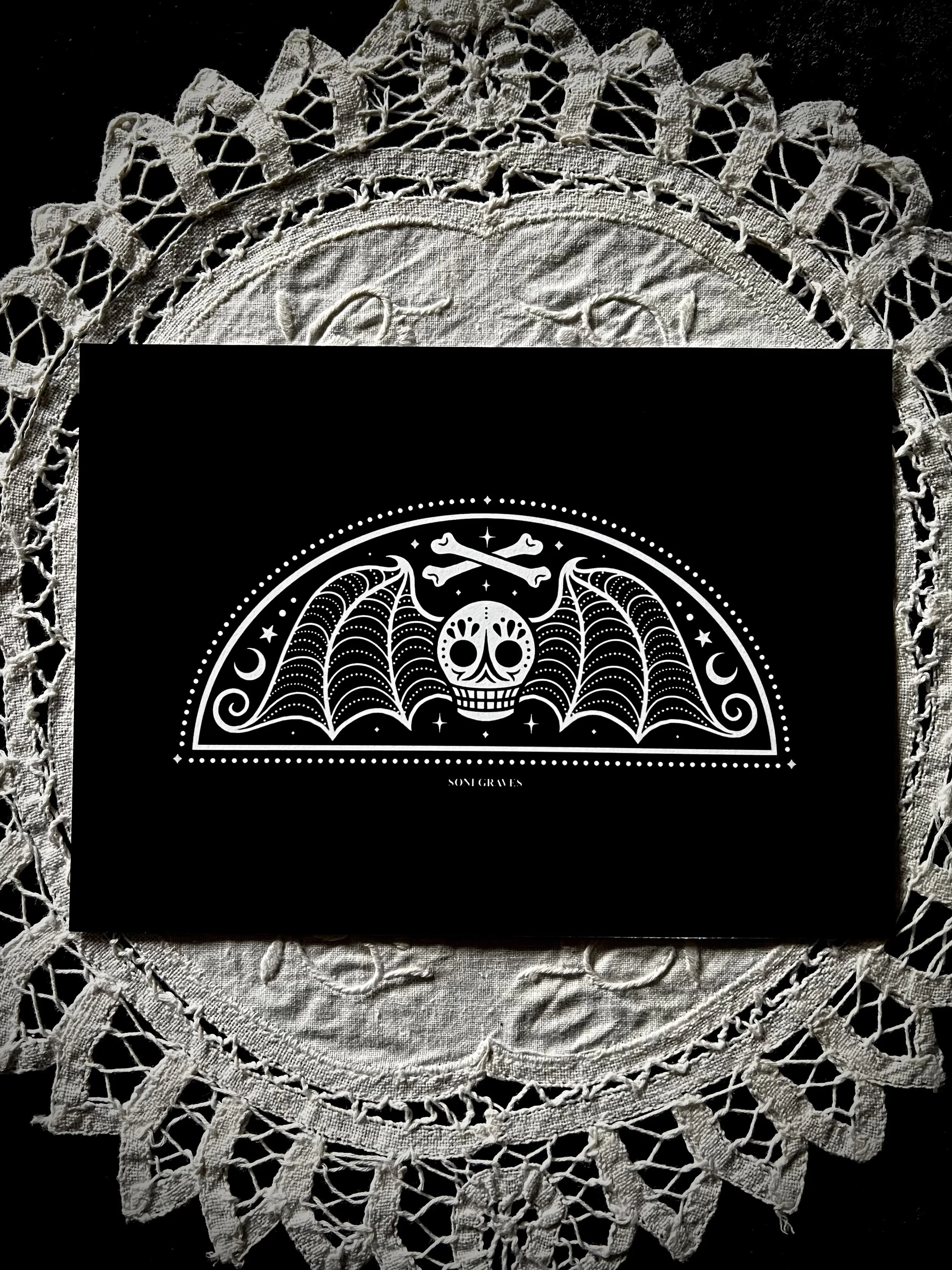 Death's Head Print, 5x7", Spooky Gothic Dark Art
