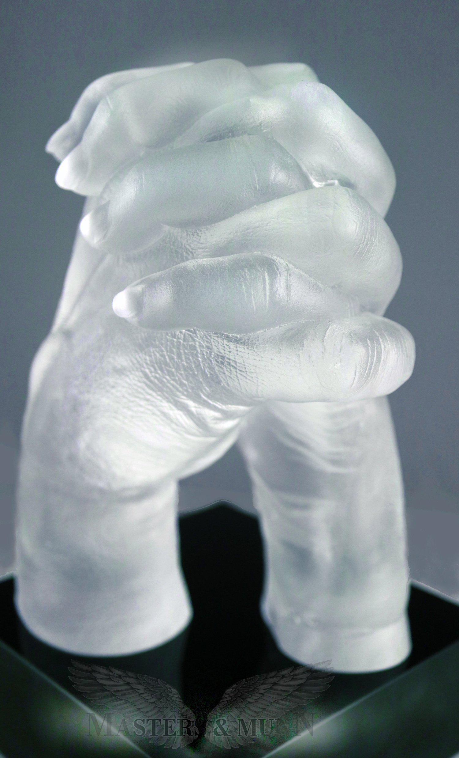 Lead crystal glass couple anniversary hand cast - private commission.