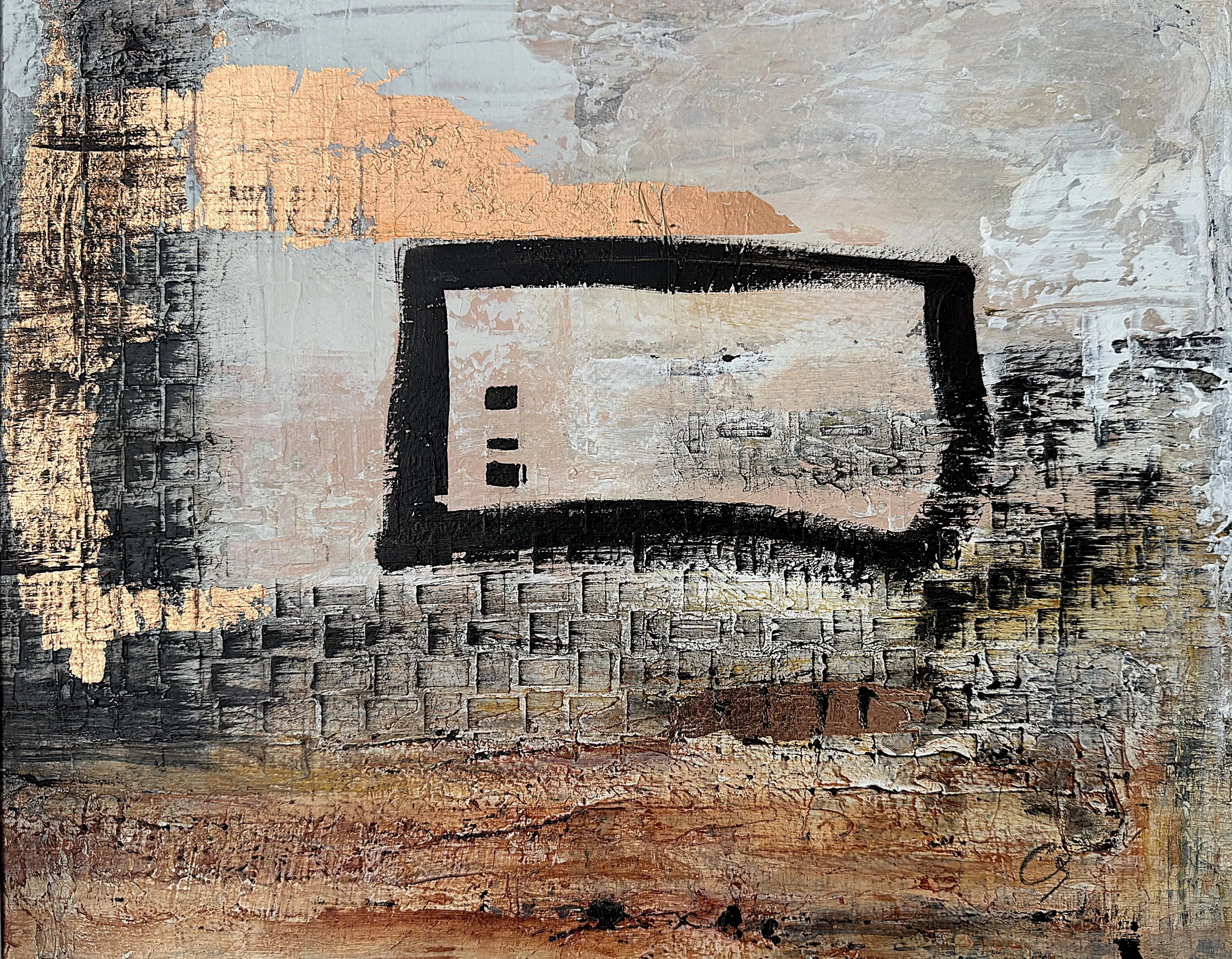 Interpretation 2, 14 x 11, acrylic, copper foil, charcoal on paper