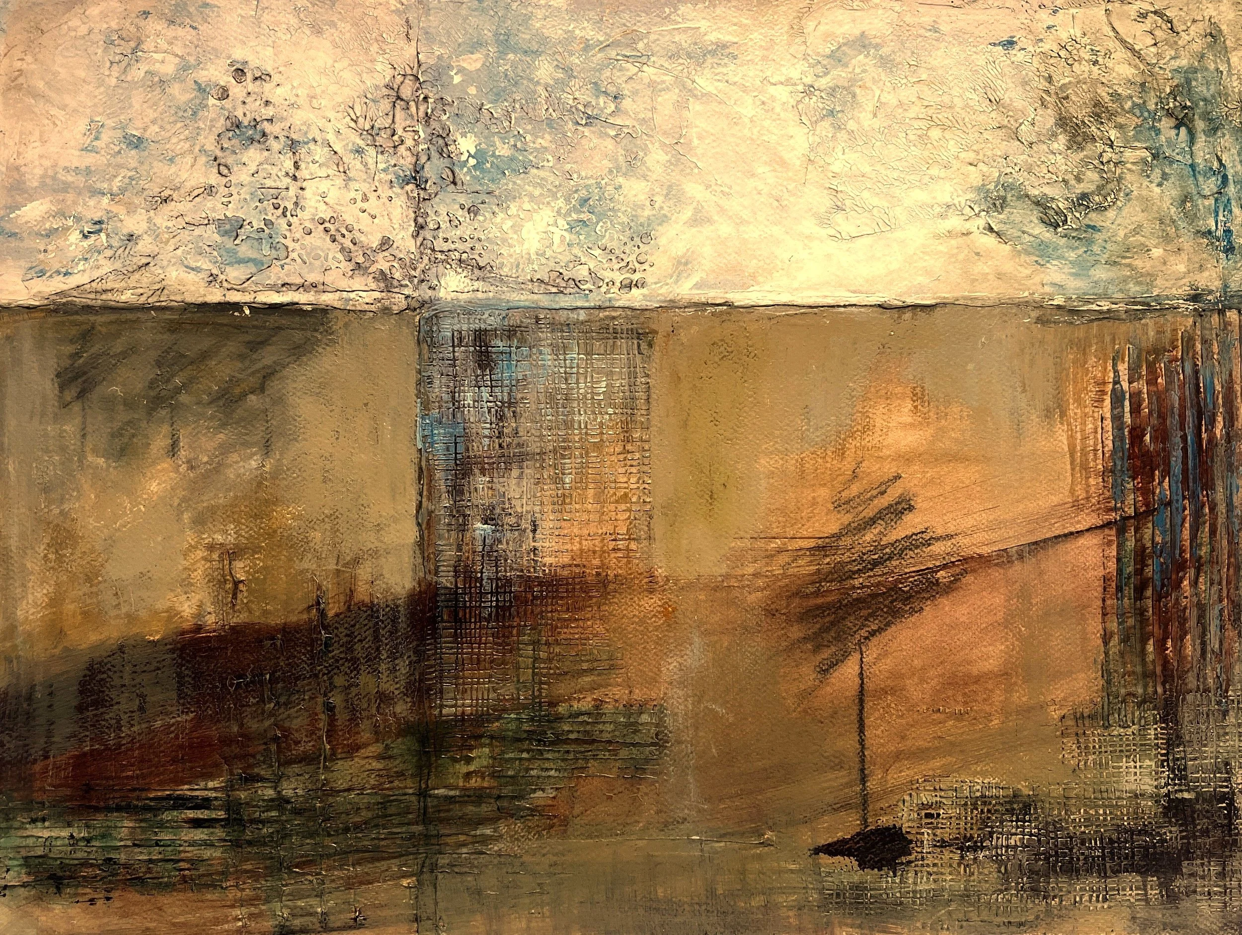 Lone Tree, acrylic, charcoal, oil pastel on paper, 24 x 18