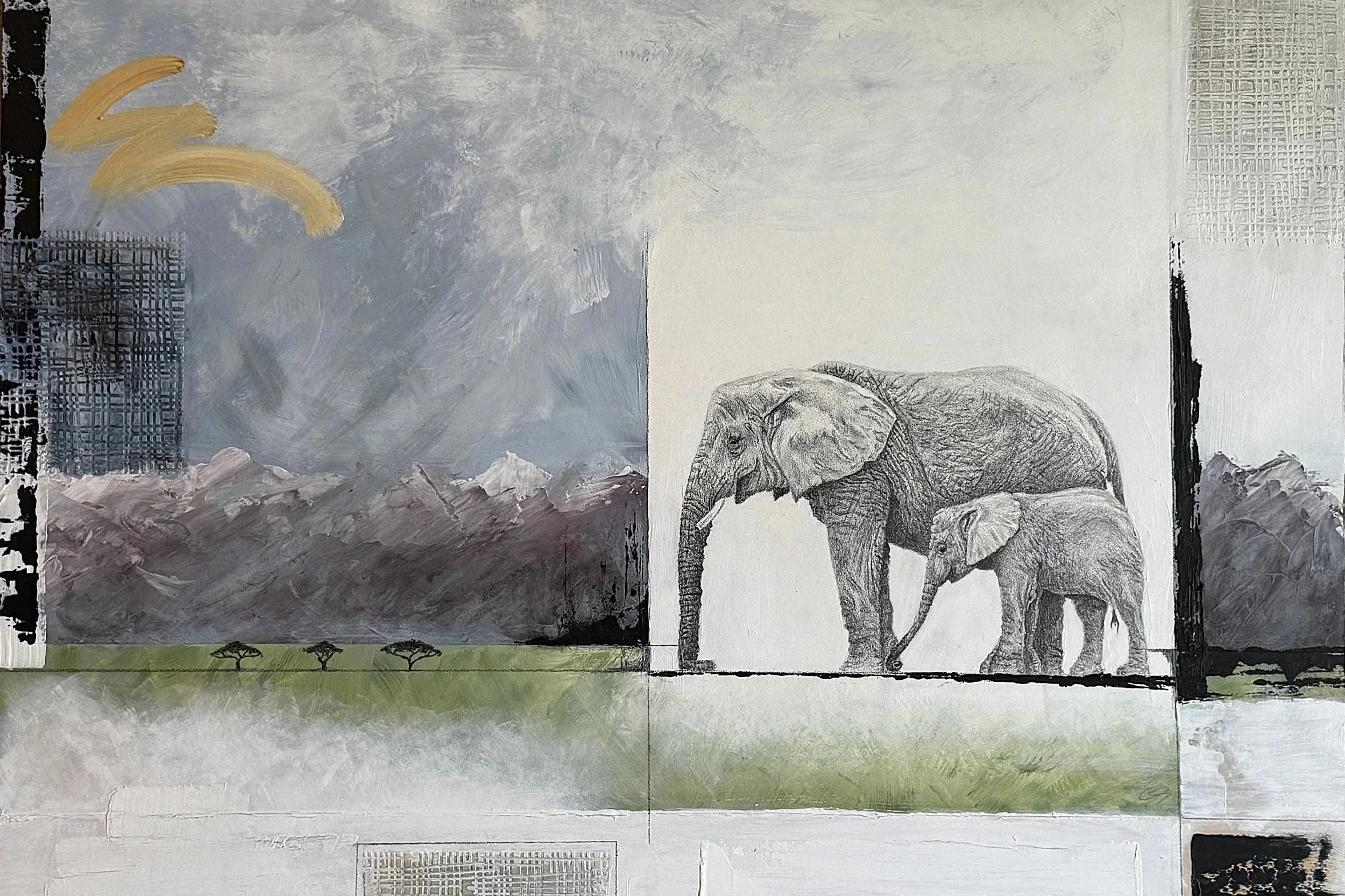 Living Large on the Savannah, 24 x 18, acrylic and graphite, on board