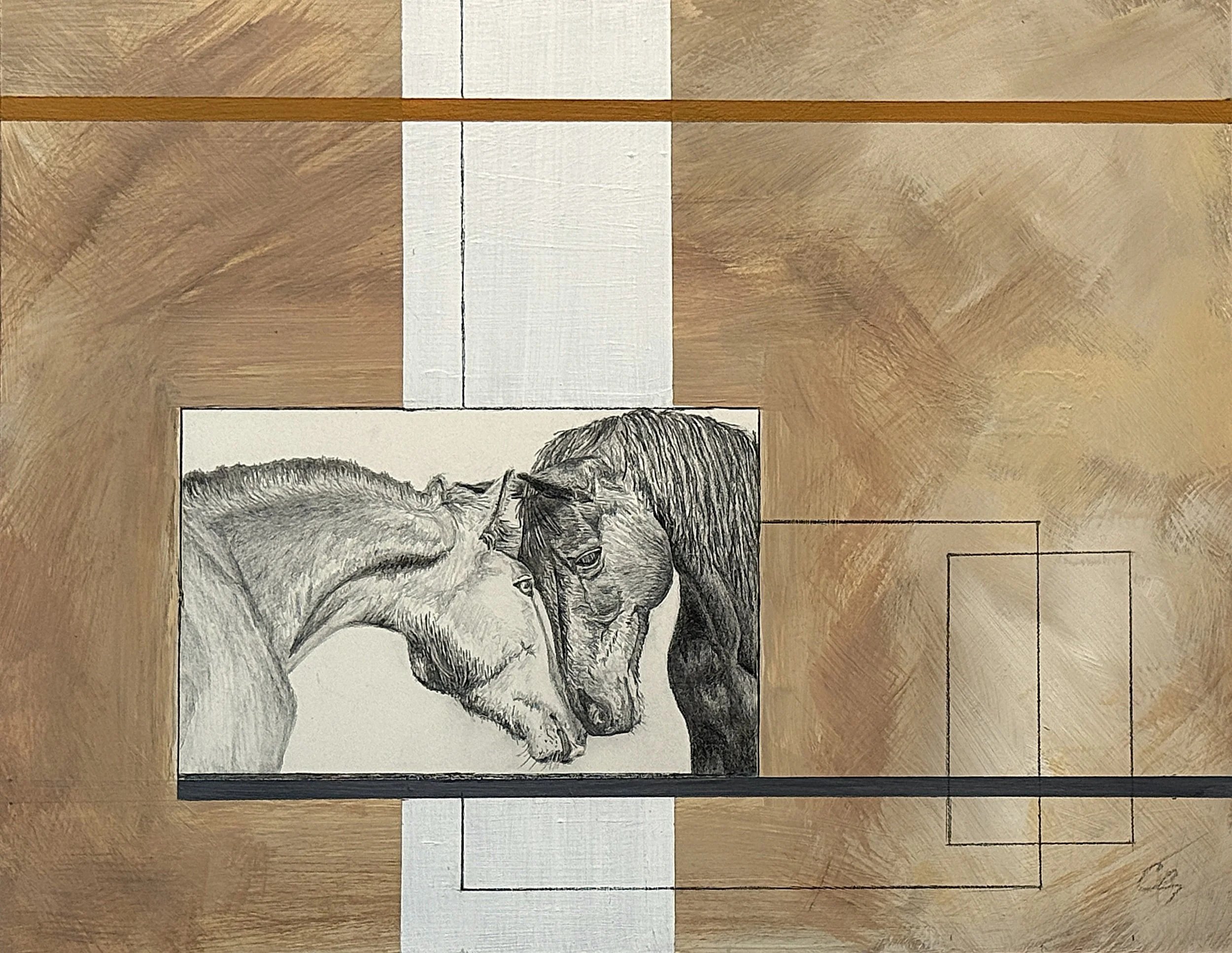 Best Friends, 14 x 11, acrylic and graphite on board