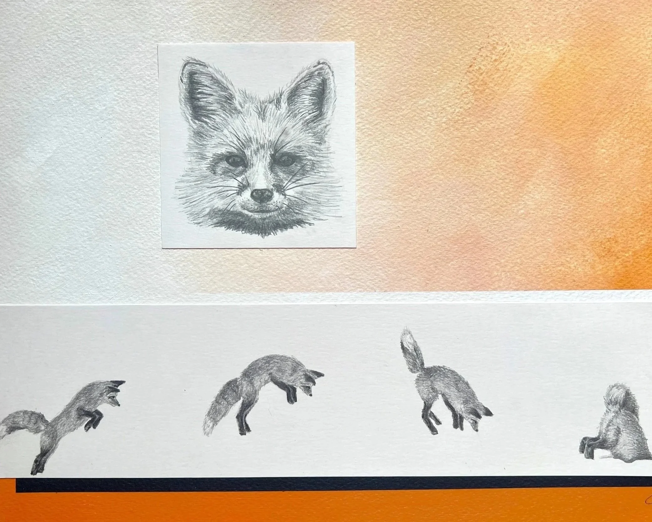 On The Hunt, 14 x 11, acrylic and graphite collage, on paper