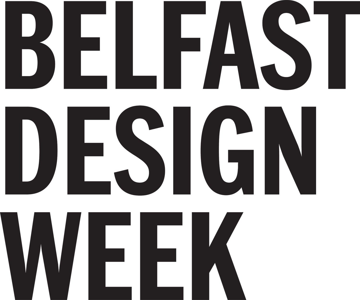 Black text on a transparent background reading 'BELEAST DESIGN WEEK' in bold, capitalized letters.