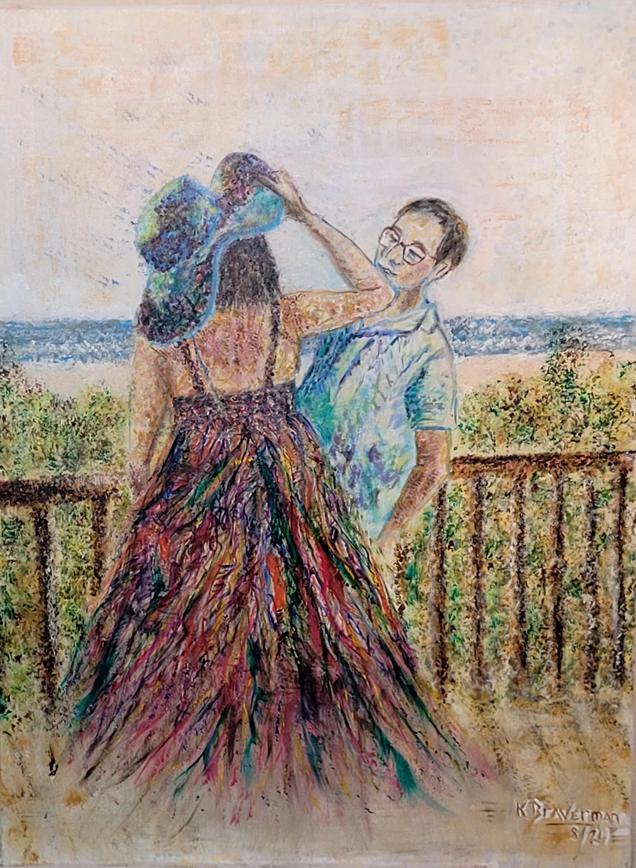 "Couple on Vacation"; Acylic on Stretched Canvas; 18" x 24"; $300 - postage/handling included in price