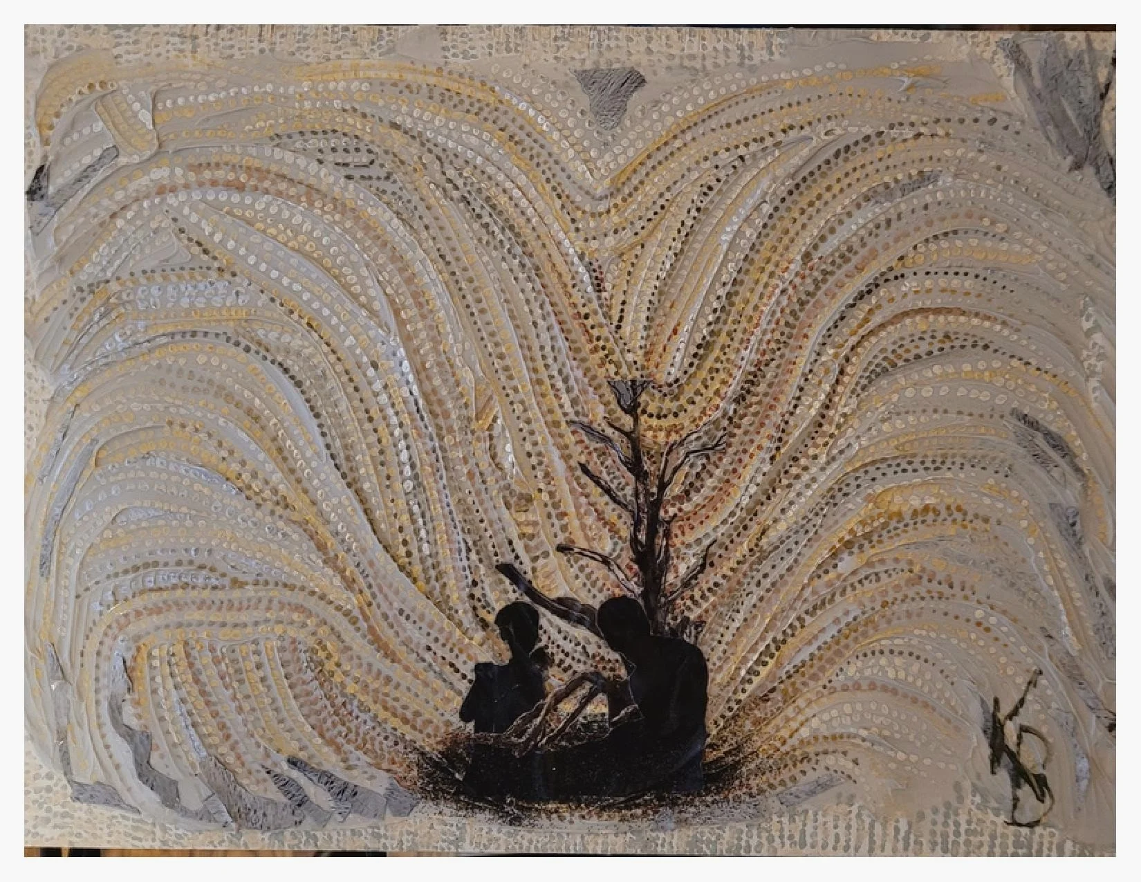 "Waiting' Mixed Media on Wood