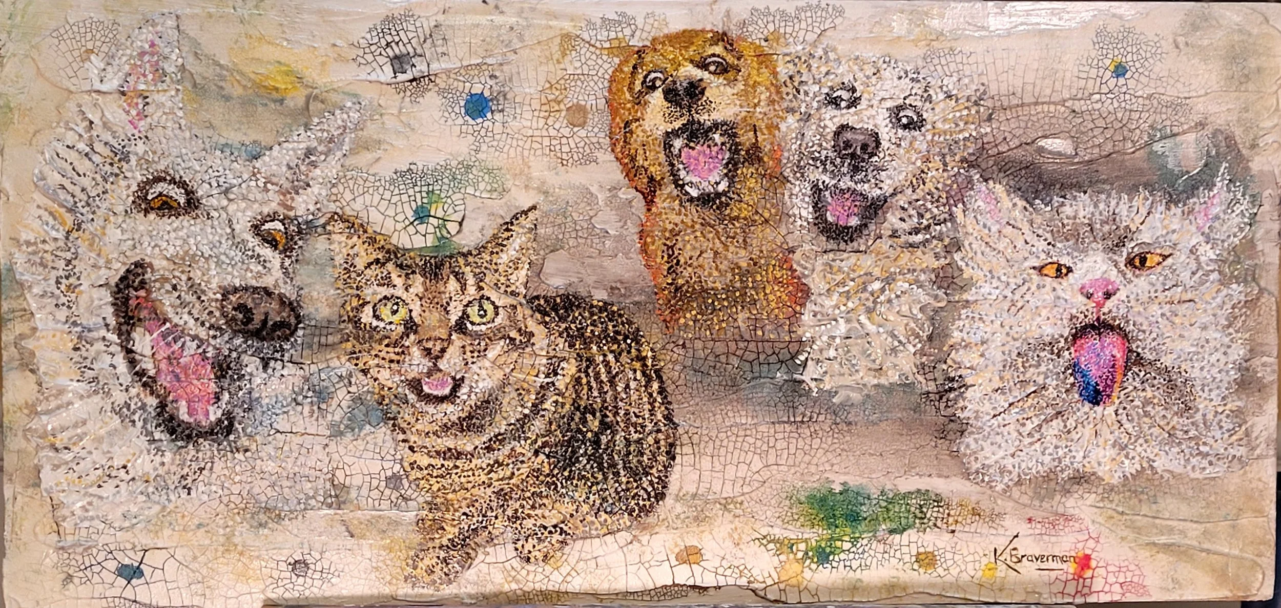 Tippy's Rule; Crackle paste and acrylic on wood; 23.5" x 10"; $700 - shipping/handling included in price